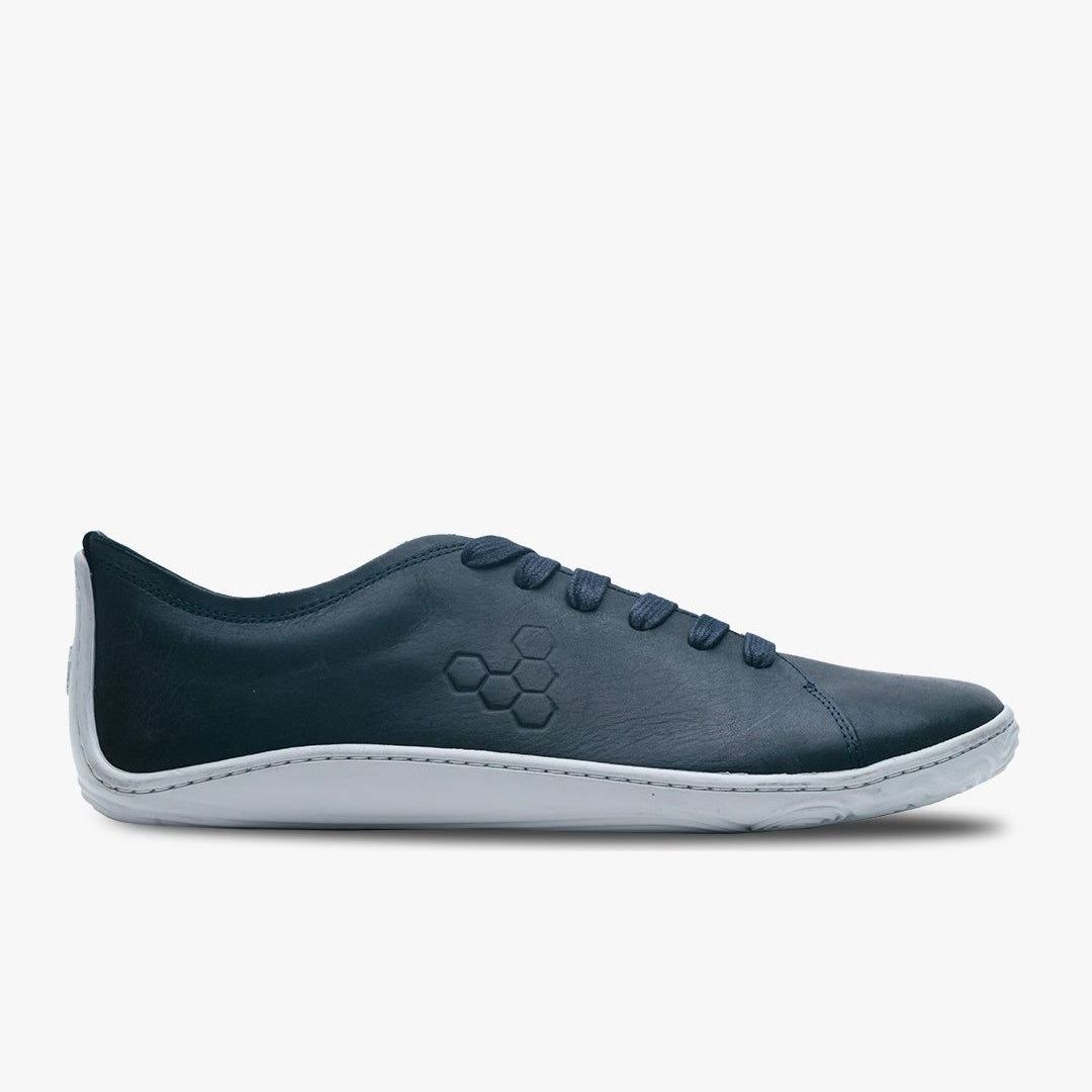 Vivobarefoot Addis Mens barfods lædersko til mænd i farven navy / white, yderside