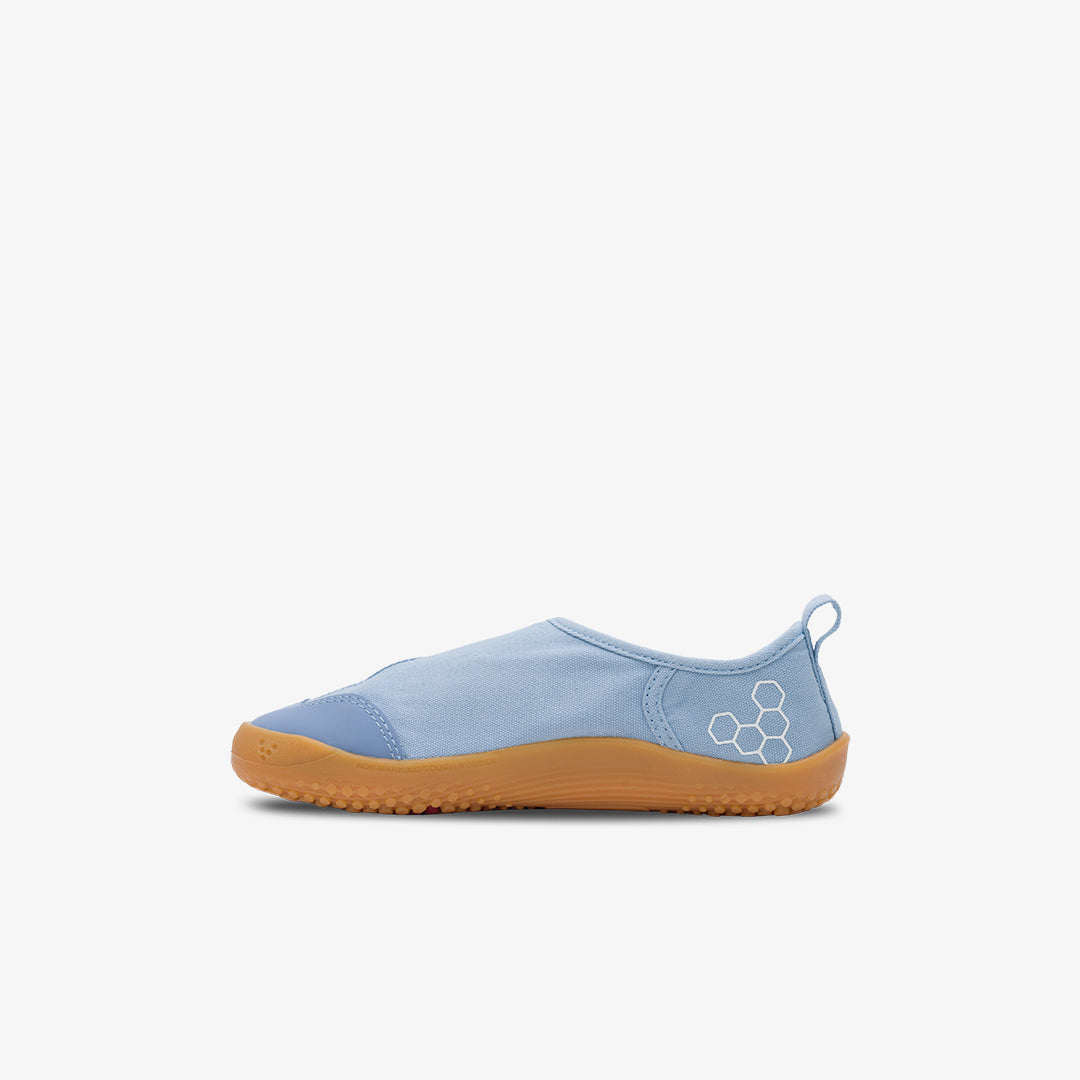 Vivobarefoot Gaia Preschool barfods kanvas børnesko til børn i farven rain washed, inderside