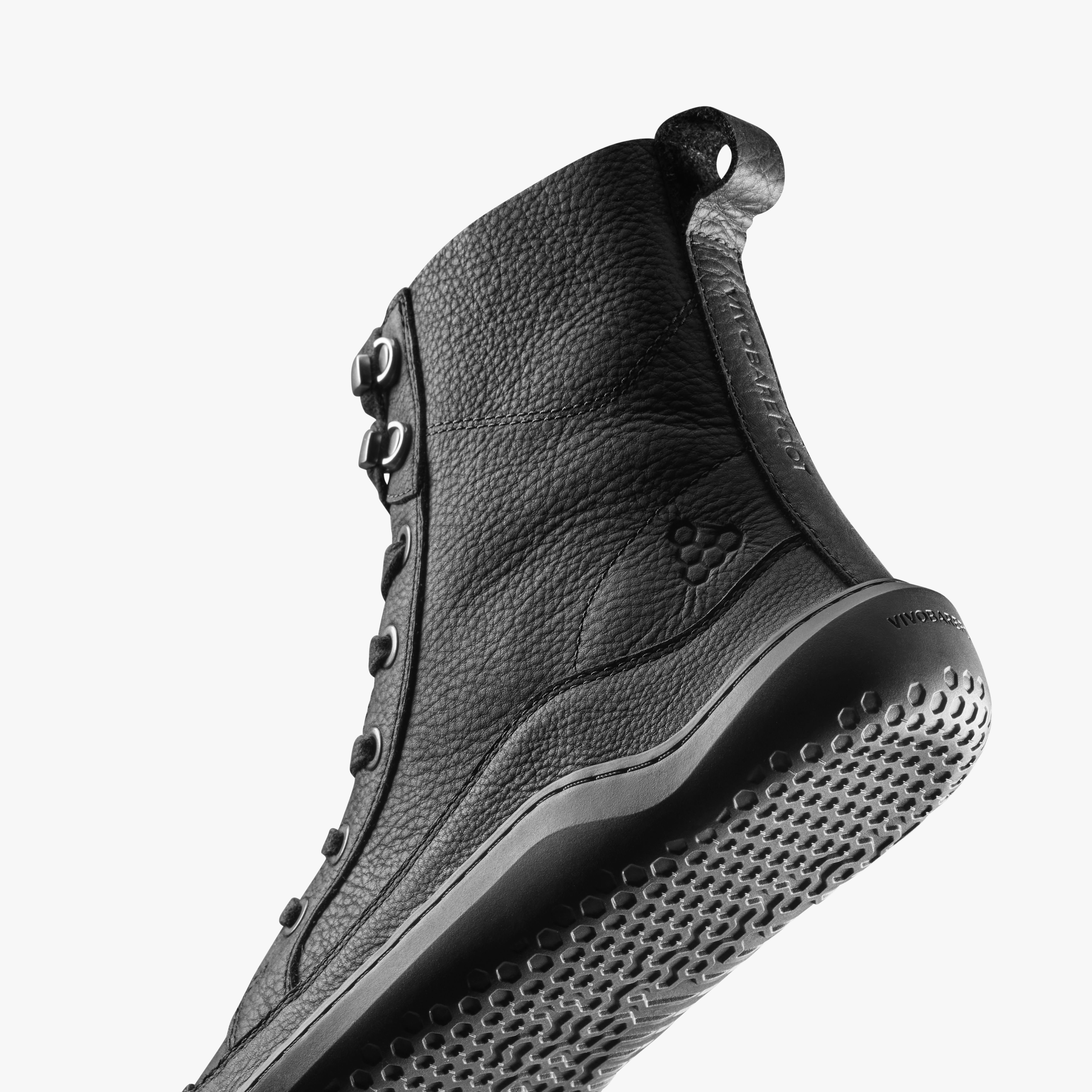 Vivobarefoot Gobi Boot II Mens barfodssko til mænd i farven obsidian, nærbillede