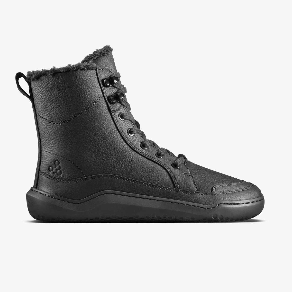 Vivobarefoot Gobi Boot II Warmlined i sort Obsidian læder, foret barfodsstøvle set fra ydersiden