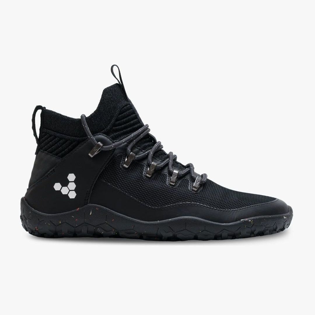 Vivobarefoot Magna Trail II FG barfods vegan high-top sneakers til kvinder i farven obsidian / mesh, yderside