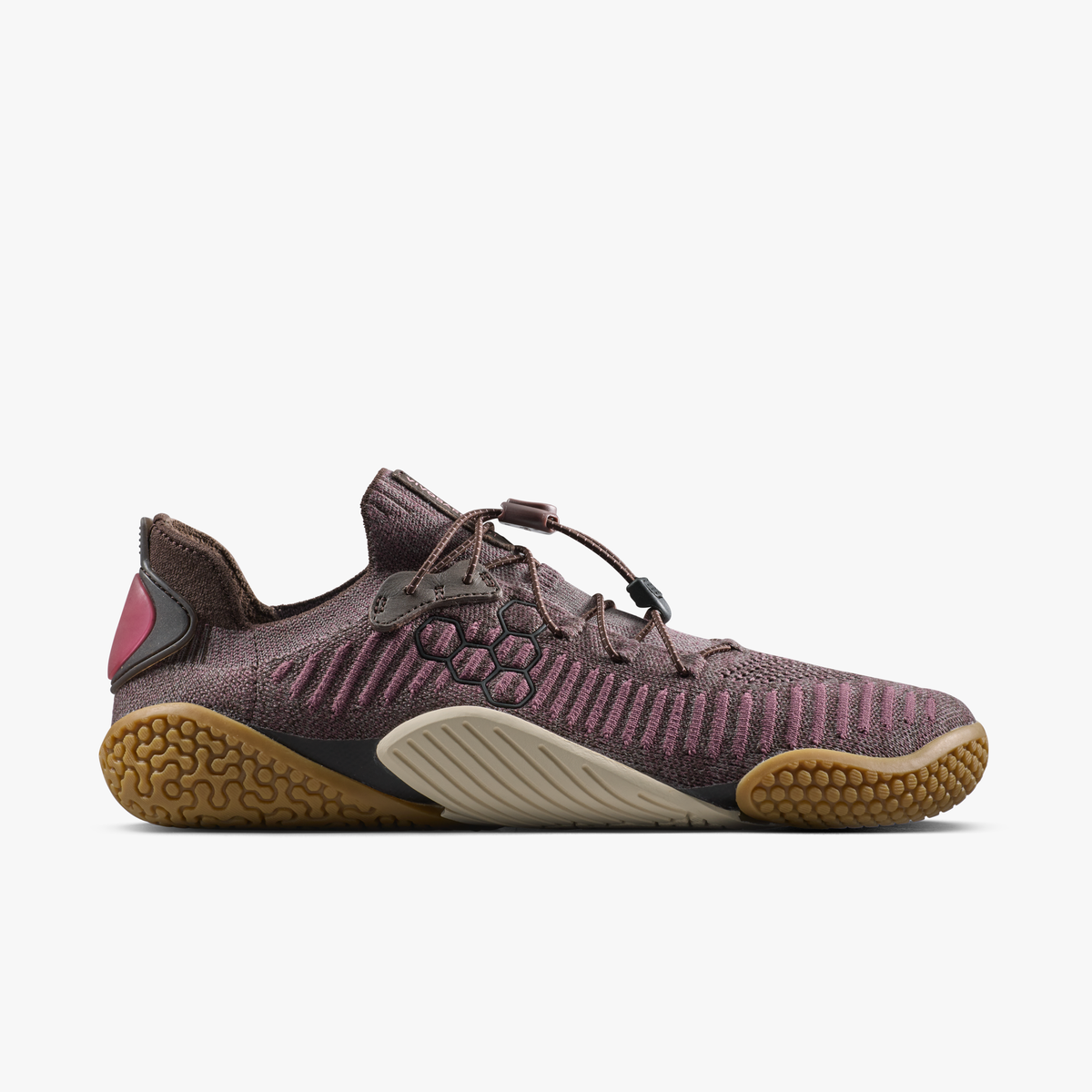 Vivobarefoot Motus Flex Natural barfodssko til kvinder i huckleberry, set fra ydersiden