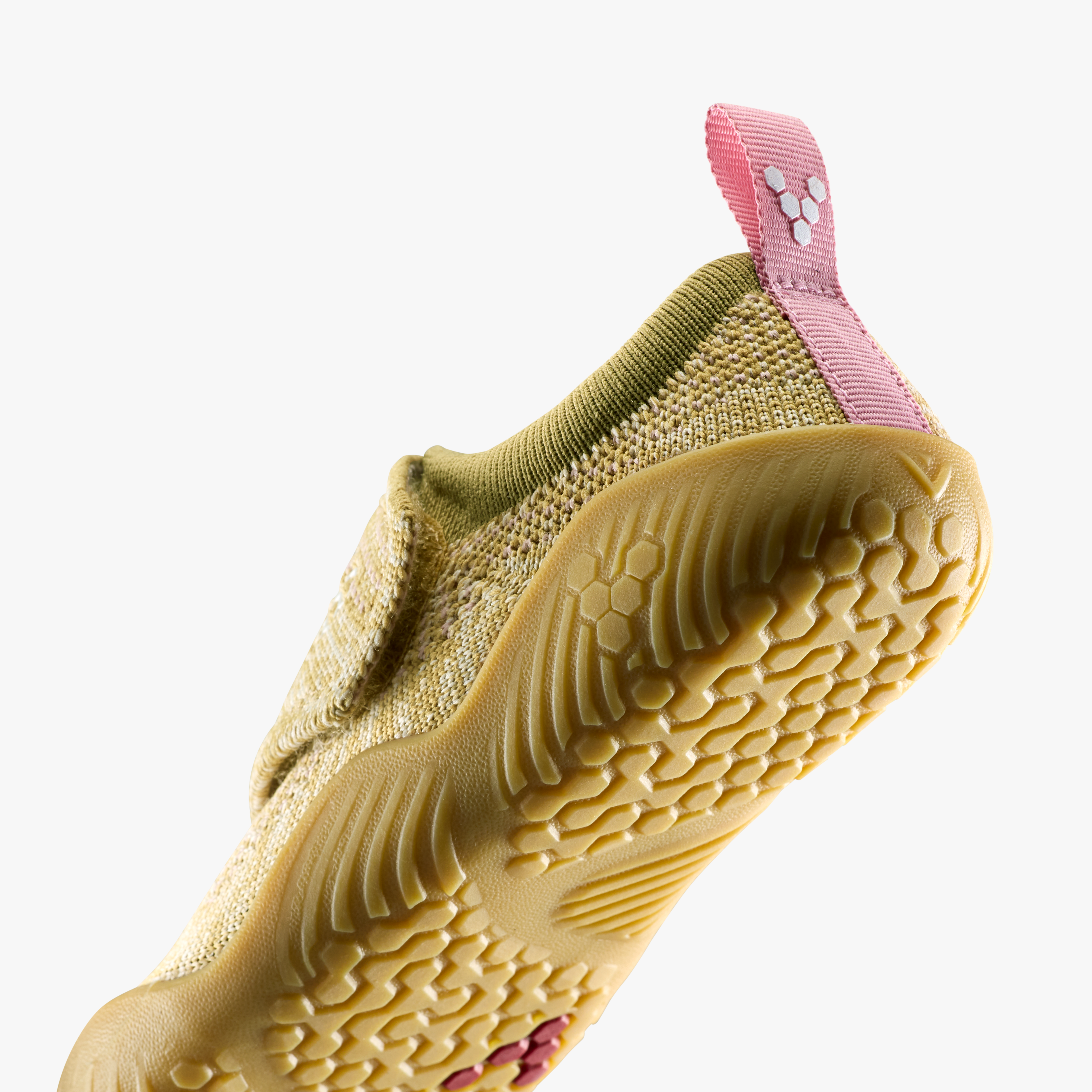 Vivobarefoot Motus Knit Preschool barfodssko til børn i farven wood, nærbillede