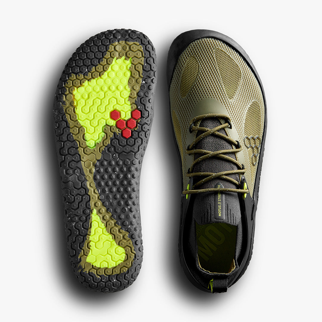 Vivobarefoot Motus Strength Mens – Forest Green/Acid Lime