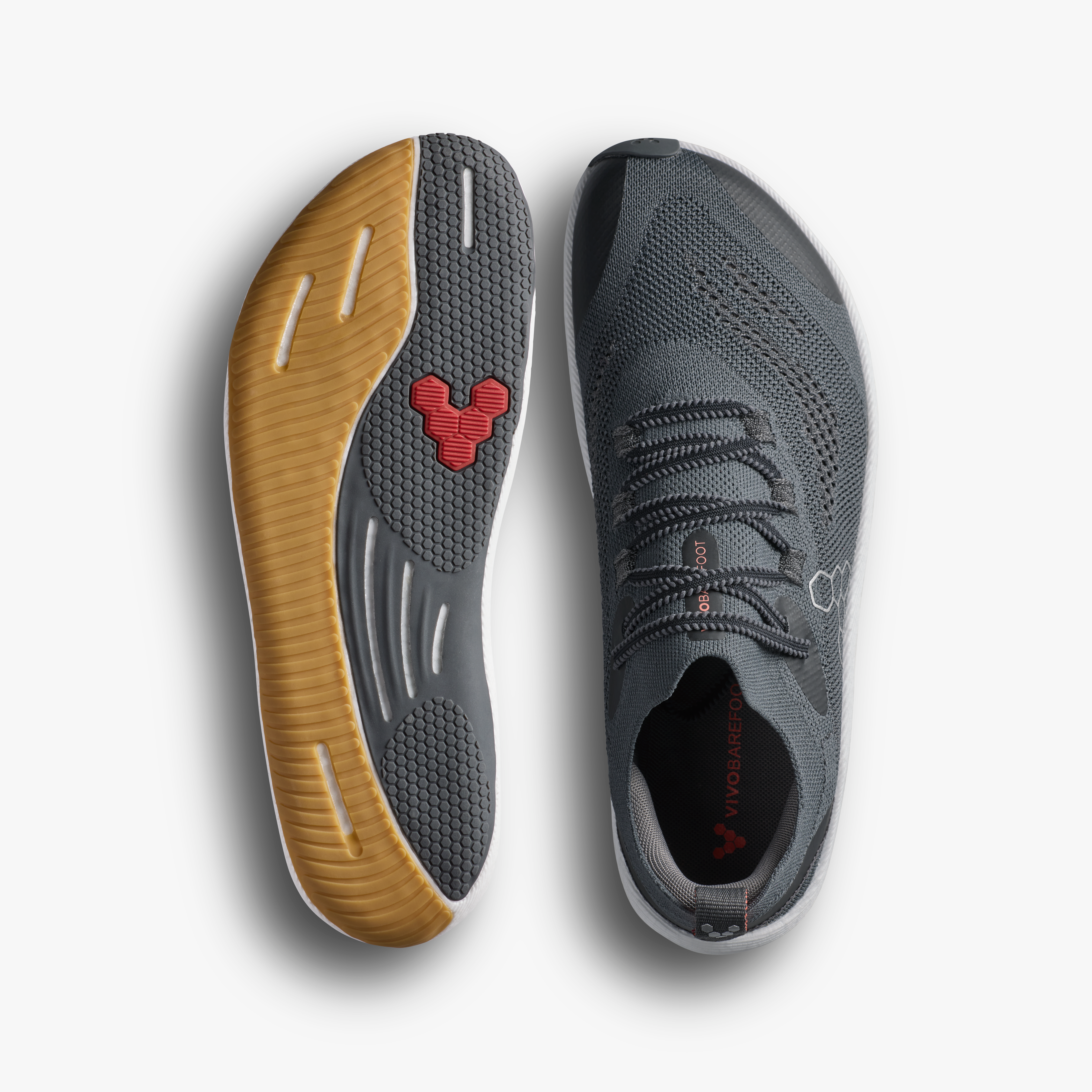 Vivobarefoot Primus Flow Knit Womens barfodssko til kvinder i farven eclipse/gum, sål og top