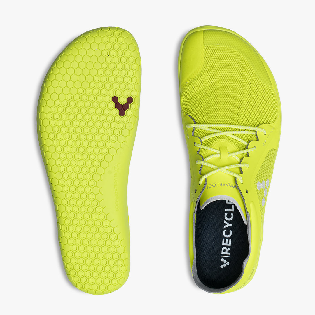 Vivobarefoot Primus Lite III Recycled Mens barfods træningssko til mænd i farven safety yellow, top