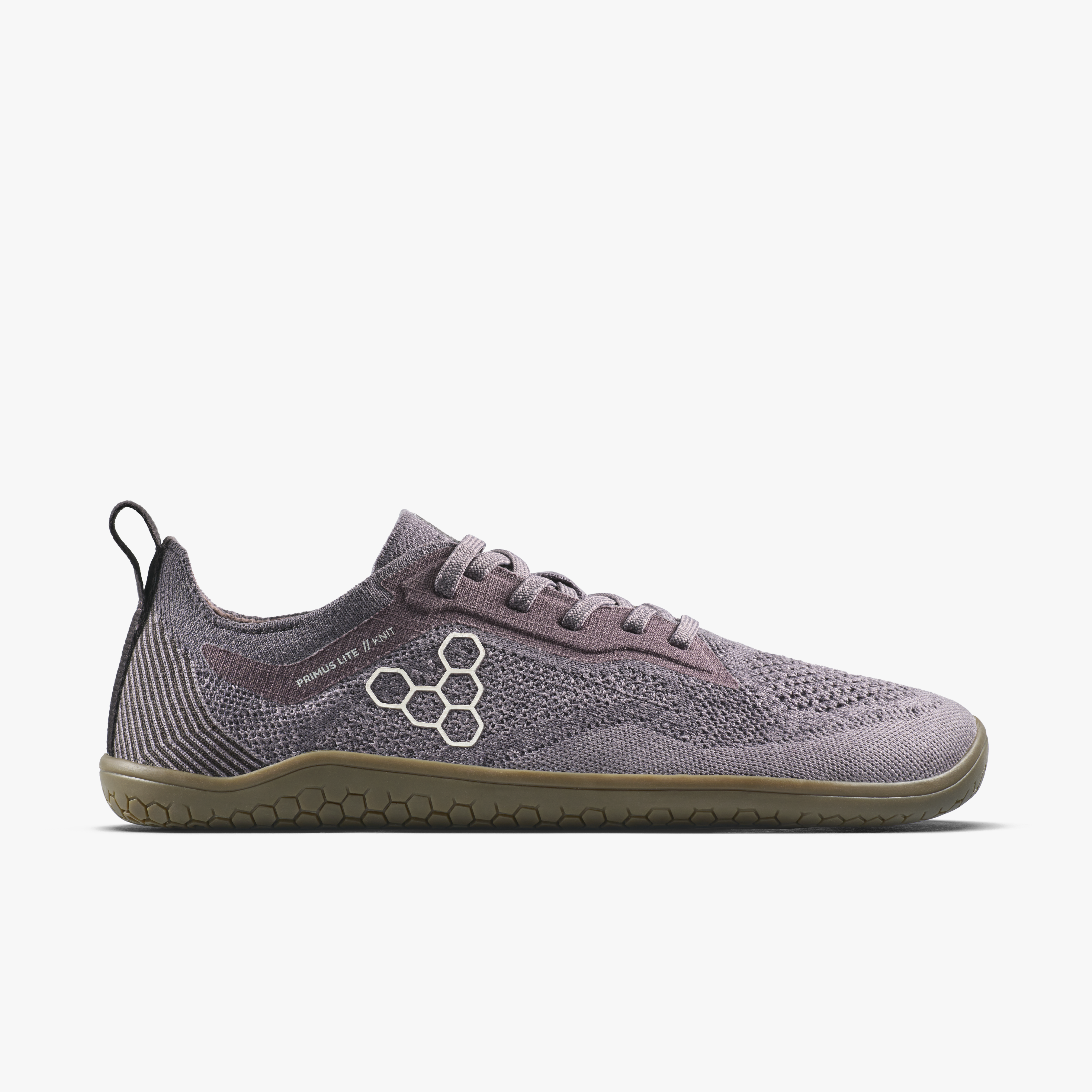 Vivobarefoot Primus Lite Knit Natural Mens barfodssko til mænd i farven dark gull gray, yderside