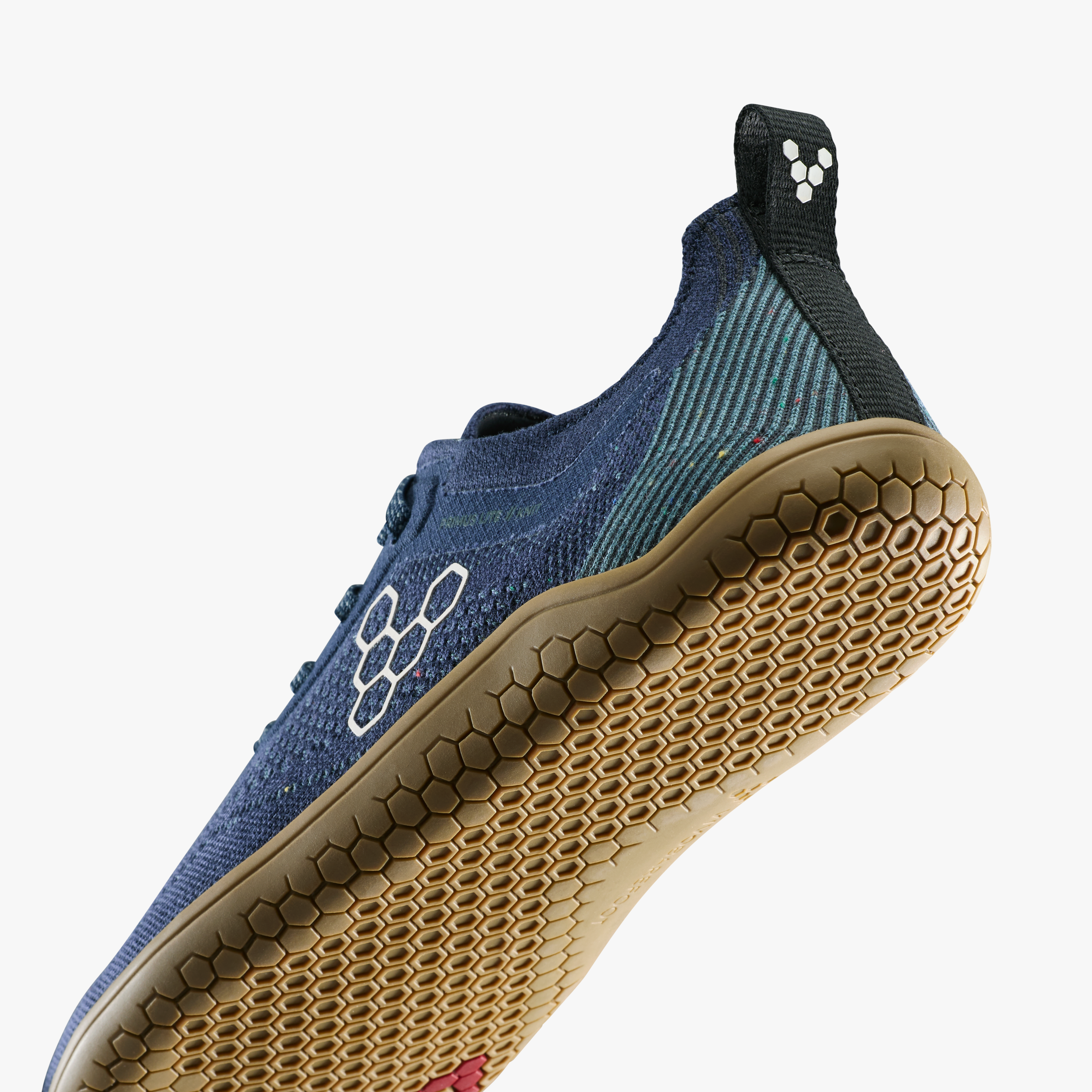 Vivobarefoot Primus Lite Knit Natural Mens barfodssko til mænd i farven deep ocean, nærbillede
