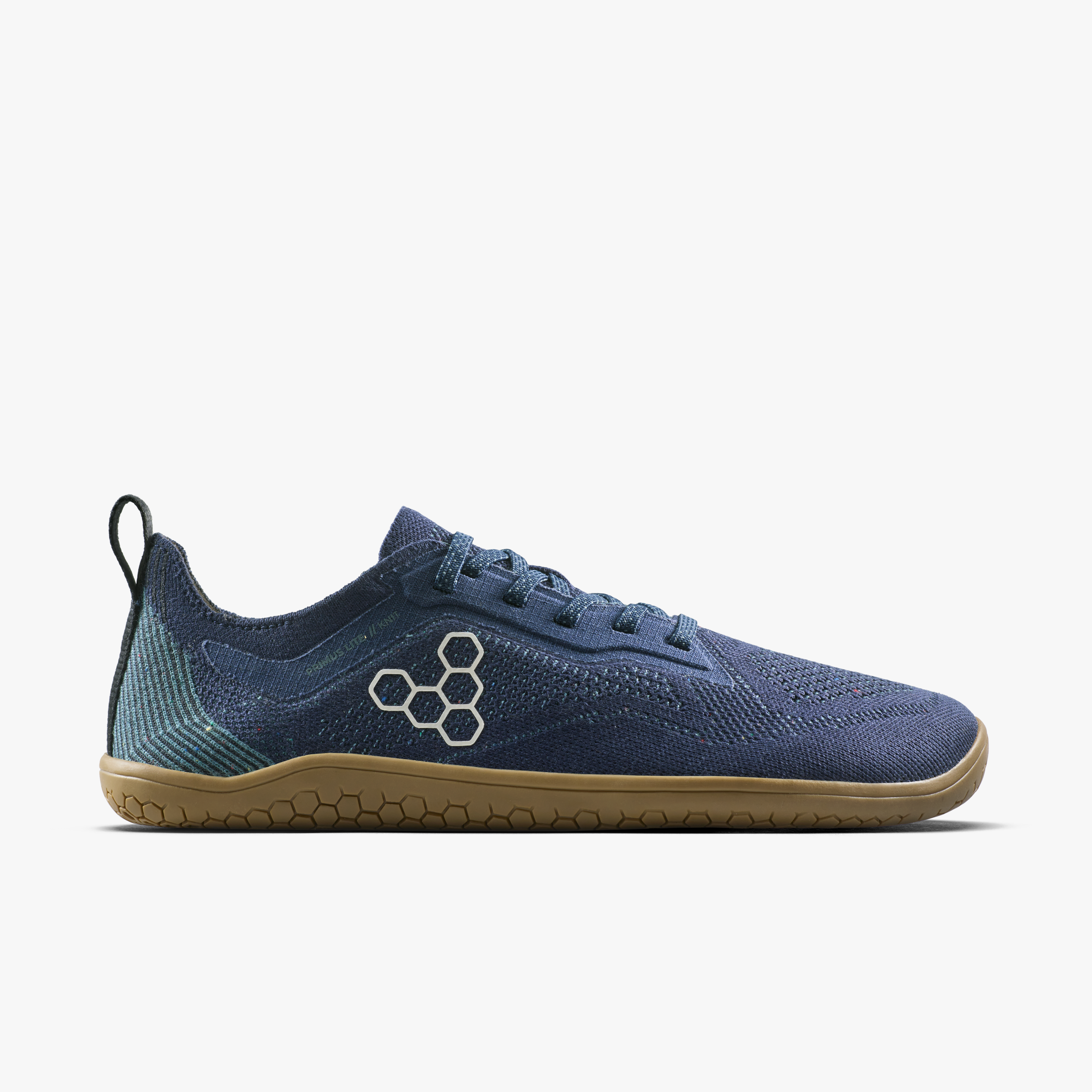Vivobarefoot Primus Lite Knit Natural Mens barfodssko til mænd i farven deep ocean, yderside