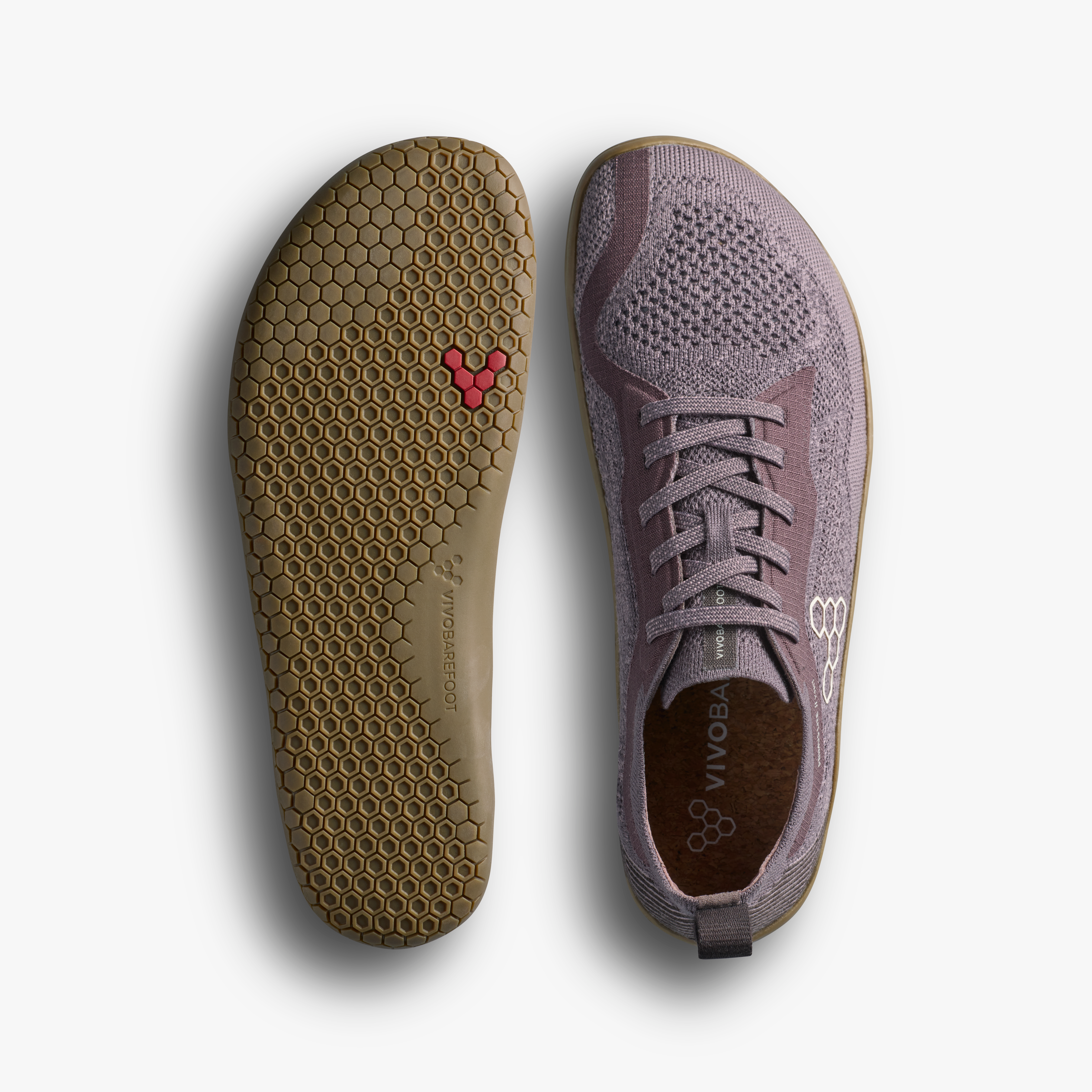 Vivobarefoot Primus Lite Knit Natural Womens barfodssko til kvinder i farven dark gull gray, sål og top