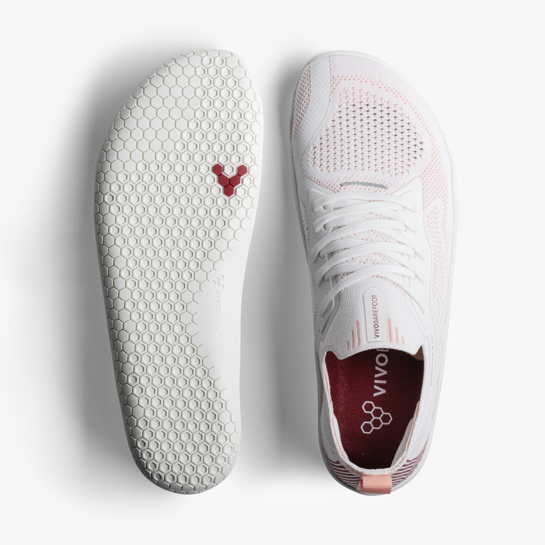 Vivobarefoot Primus Lite Knit Mens – White/Peach Melba