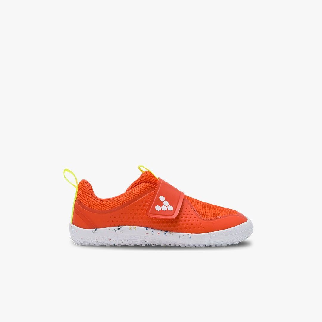 Vivobarefoot Primus Sport III Kids barfods træningssko til børn i farven tomato, yderside