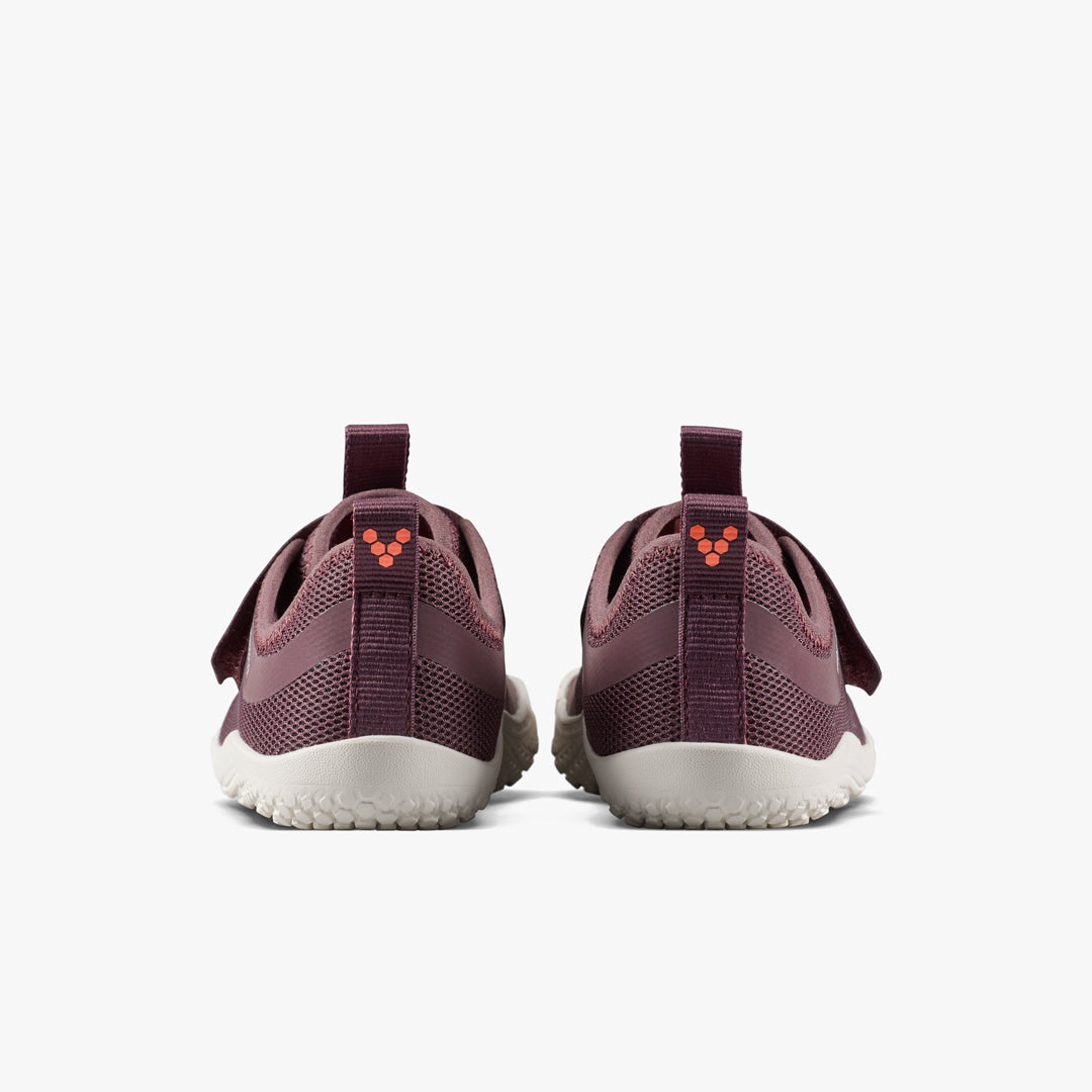 Vivobarefoot Primus Sport IV Preschool barfodssko til børn i farven huckleberry, bagfra
