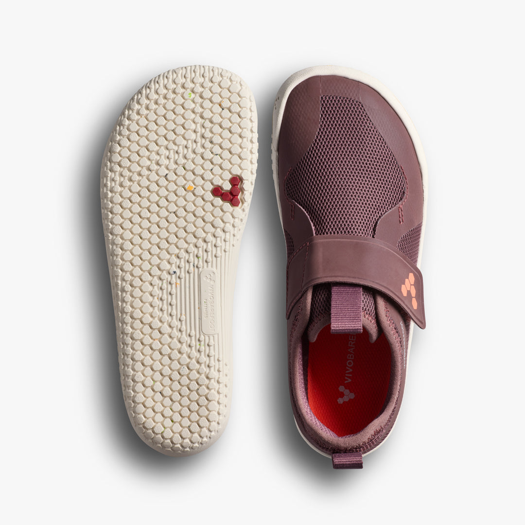 Vivobarefoot Primus Sport IV Preschool barfodssko til børn i farven huckleberry, sål og top