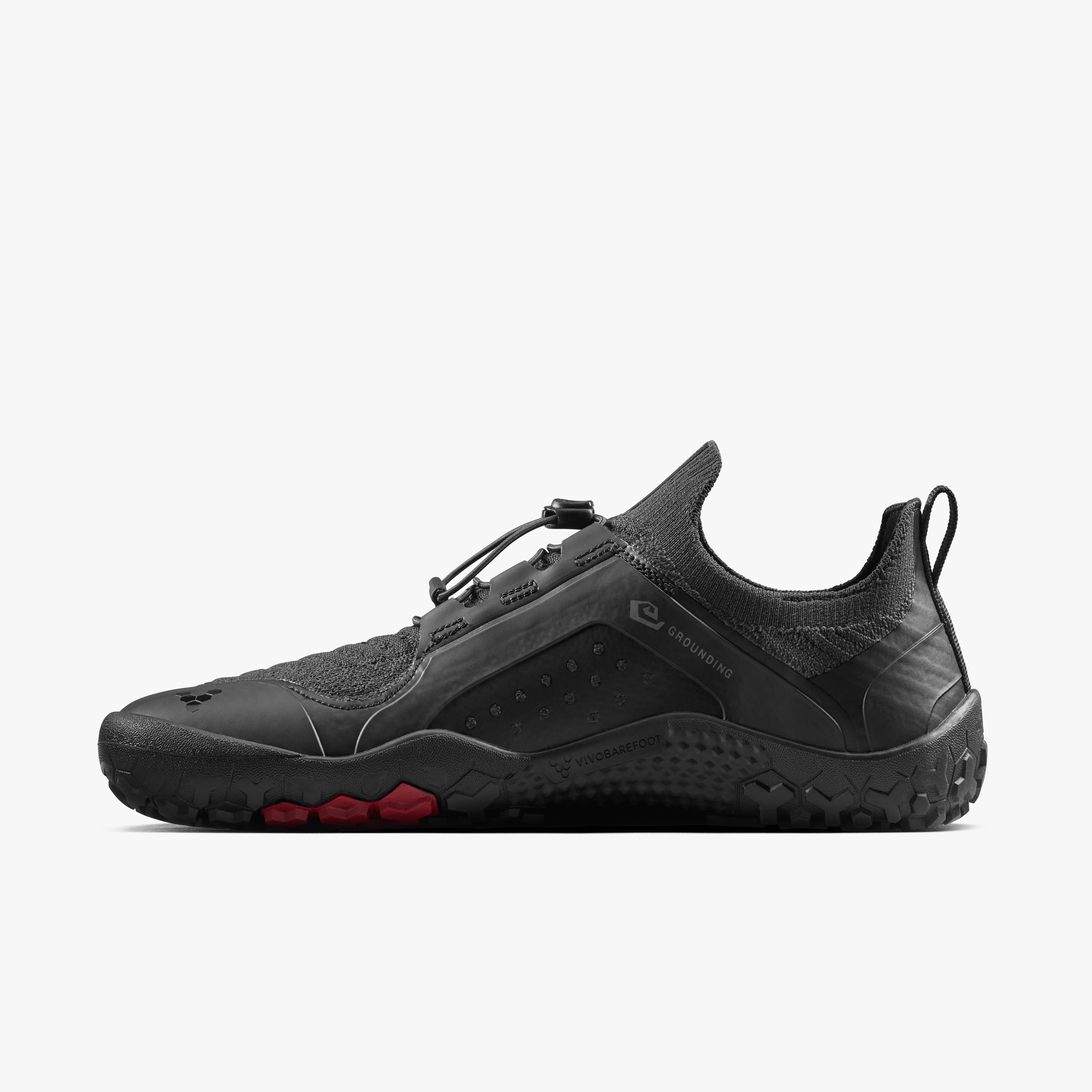 Vivobarefoot Primus Trail Knit FG Grounding Mens barfodssko til mænd i farven obsidian, inderside