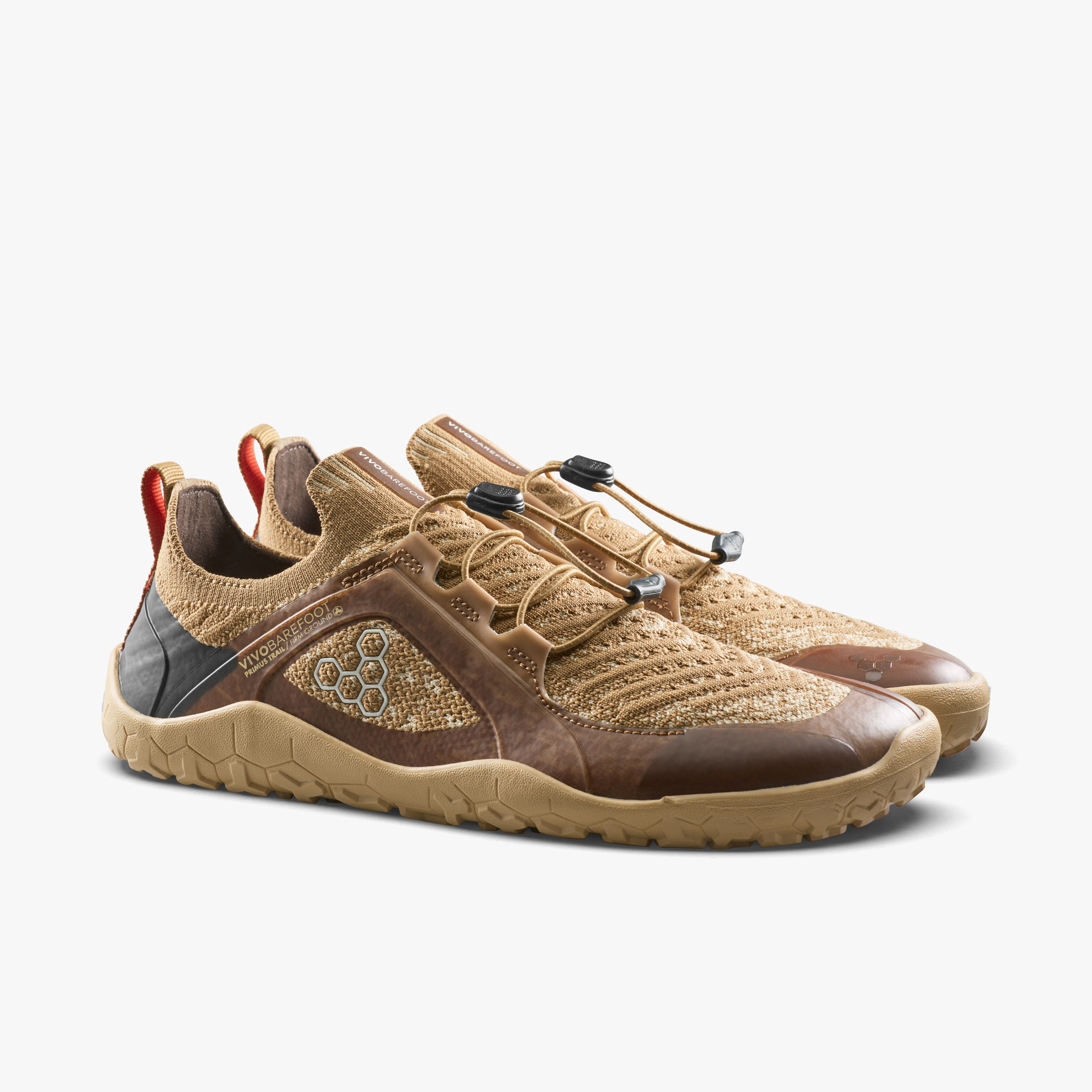 Vivobarefoot Primus Trail Knit FG Grounding Mens barfodssko til mænd i farven wood, par