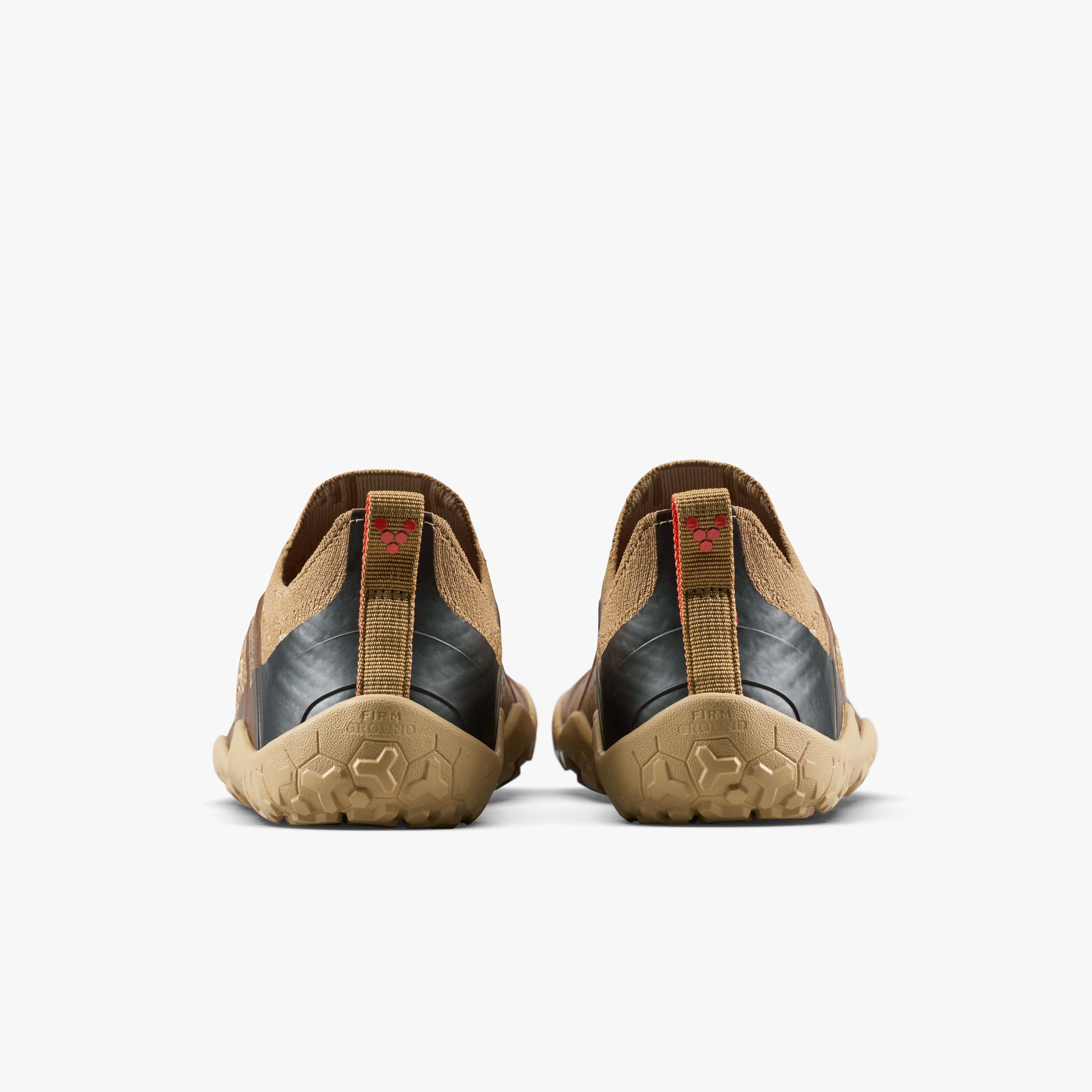 Vivobarefoot Primus Trail Knit FG Grounding Mens barfodssko til mænd i farven wood, bagfra