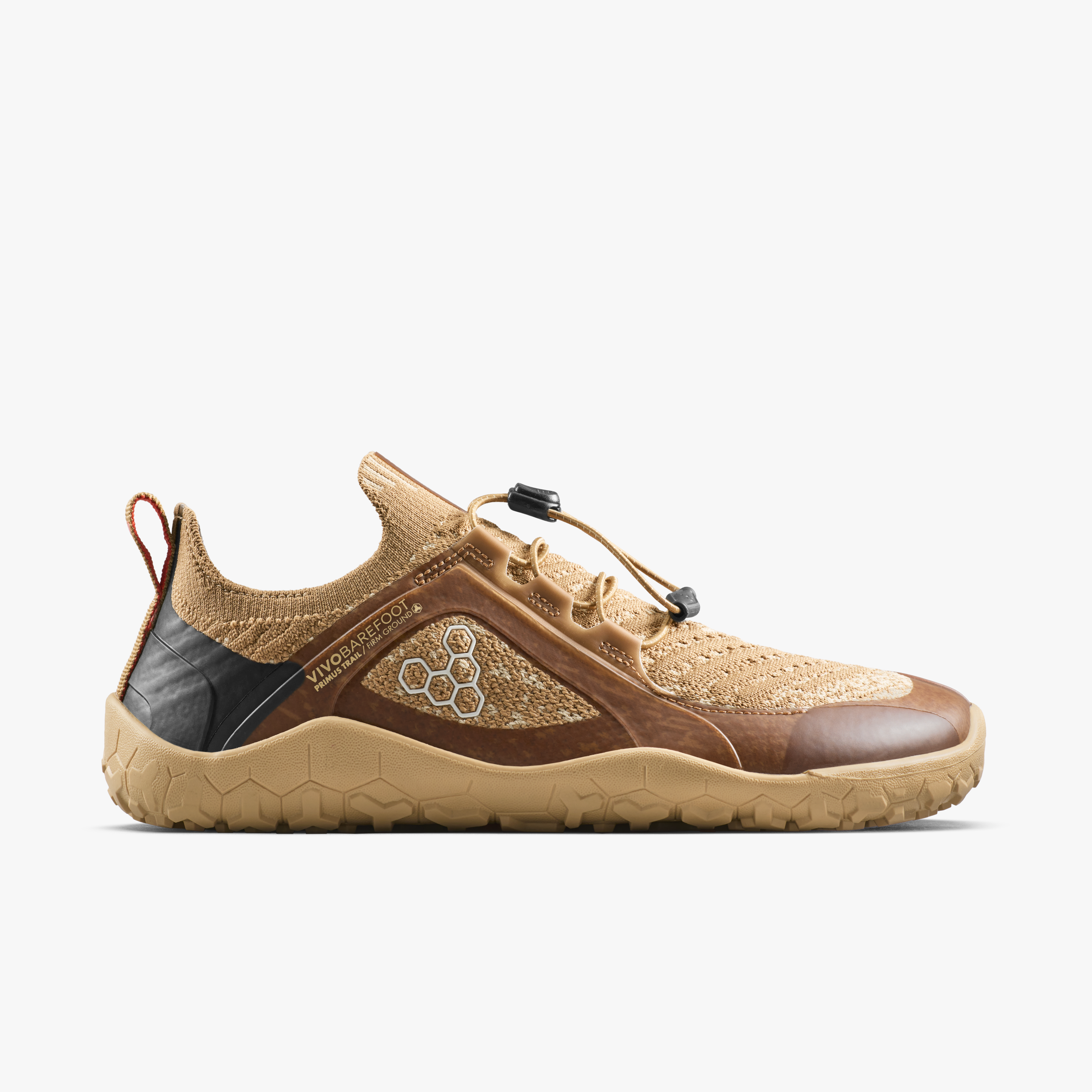 Vivobarefoot Primus Trail Knit FG Grounding Womens barfodssko til kvinder i farven wood, yderside