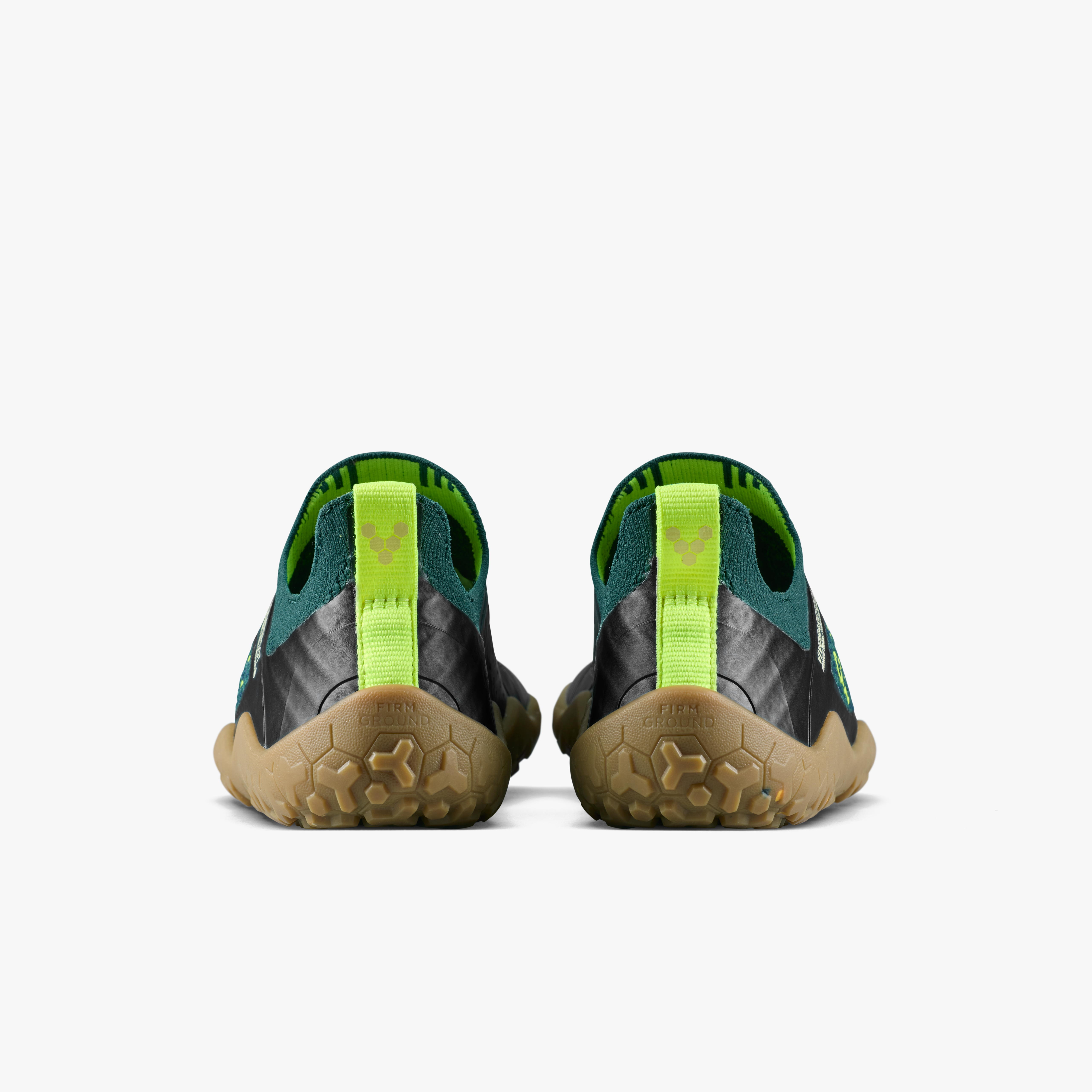 Vivobarefoot Primus Trail Knit FG Juniors barfodssko til børn i farven shadow fern/ lemon zest, bagfra