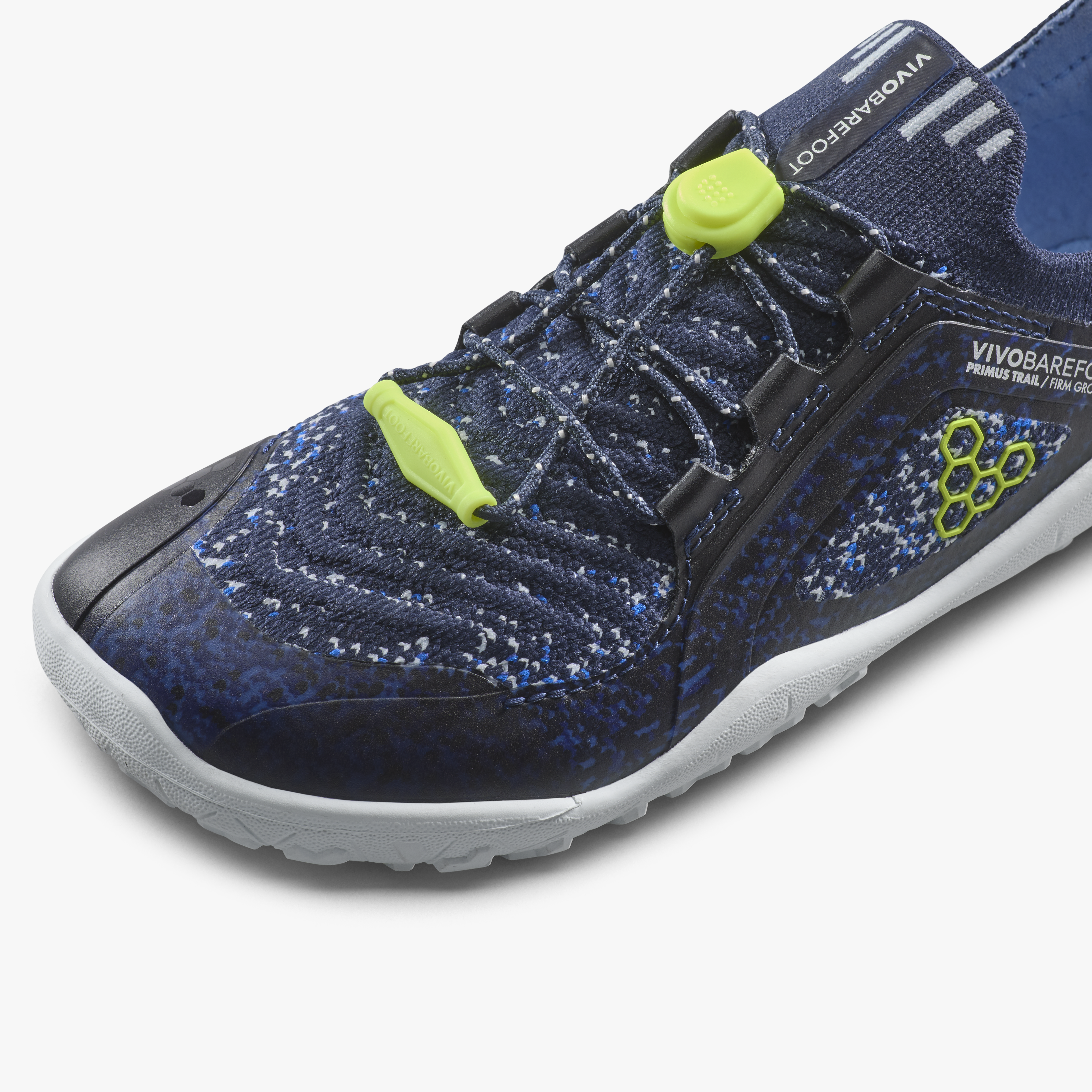 Vivobarefoot Primus Trail Knit FG Kids barfodssko til børn i farven night sky, nærbillede