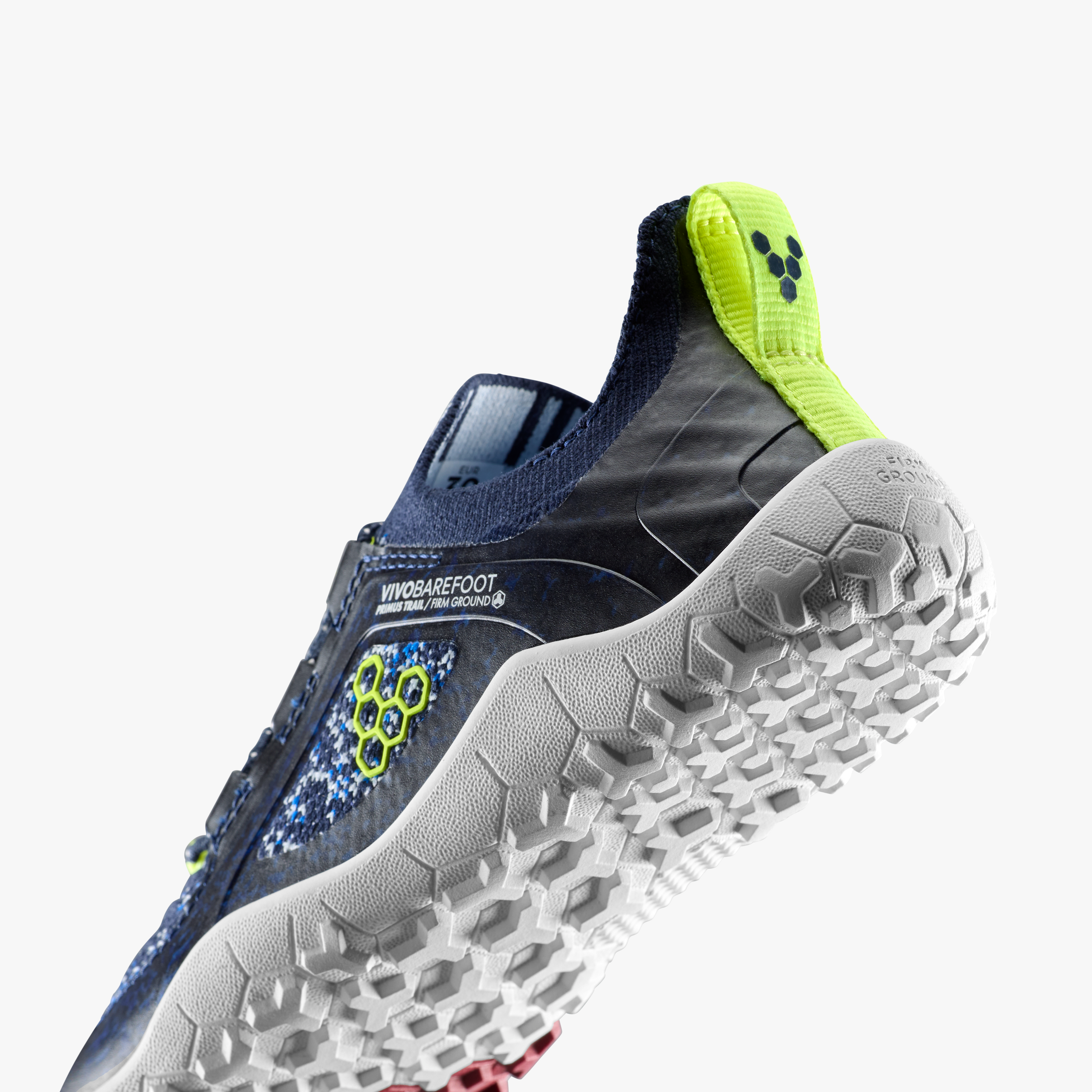 Vivobarefoot Primus Trail Knit FG Kids barfodssko til børn i farven night sky, nærbillede