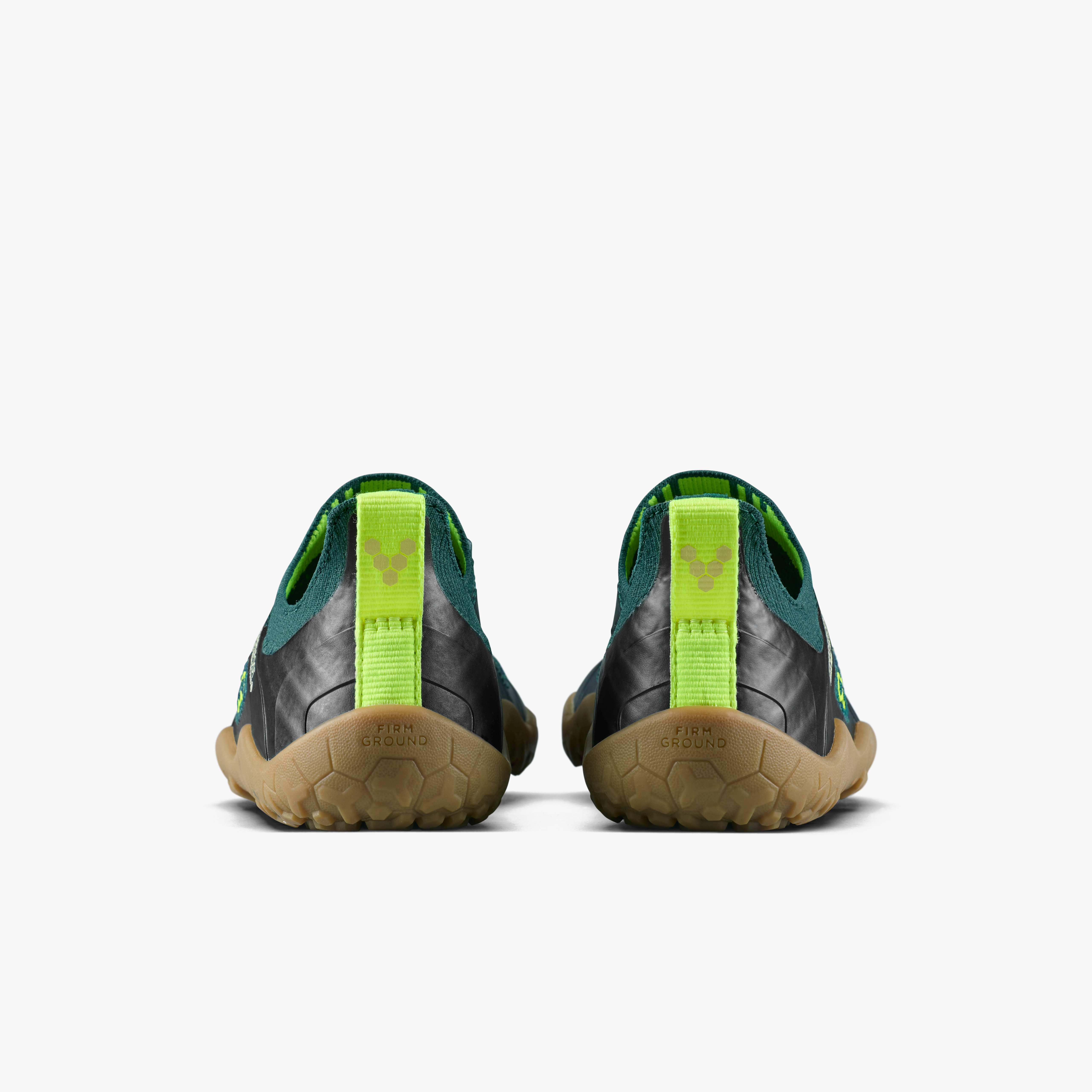 Vivobarefoot Primus Trail Knit FG Kids barfodssko til børn i farven shadow fern/ lemon zest, bagfra