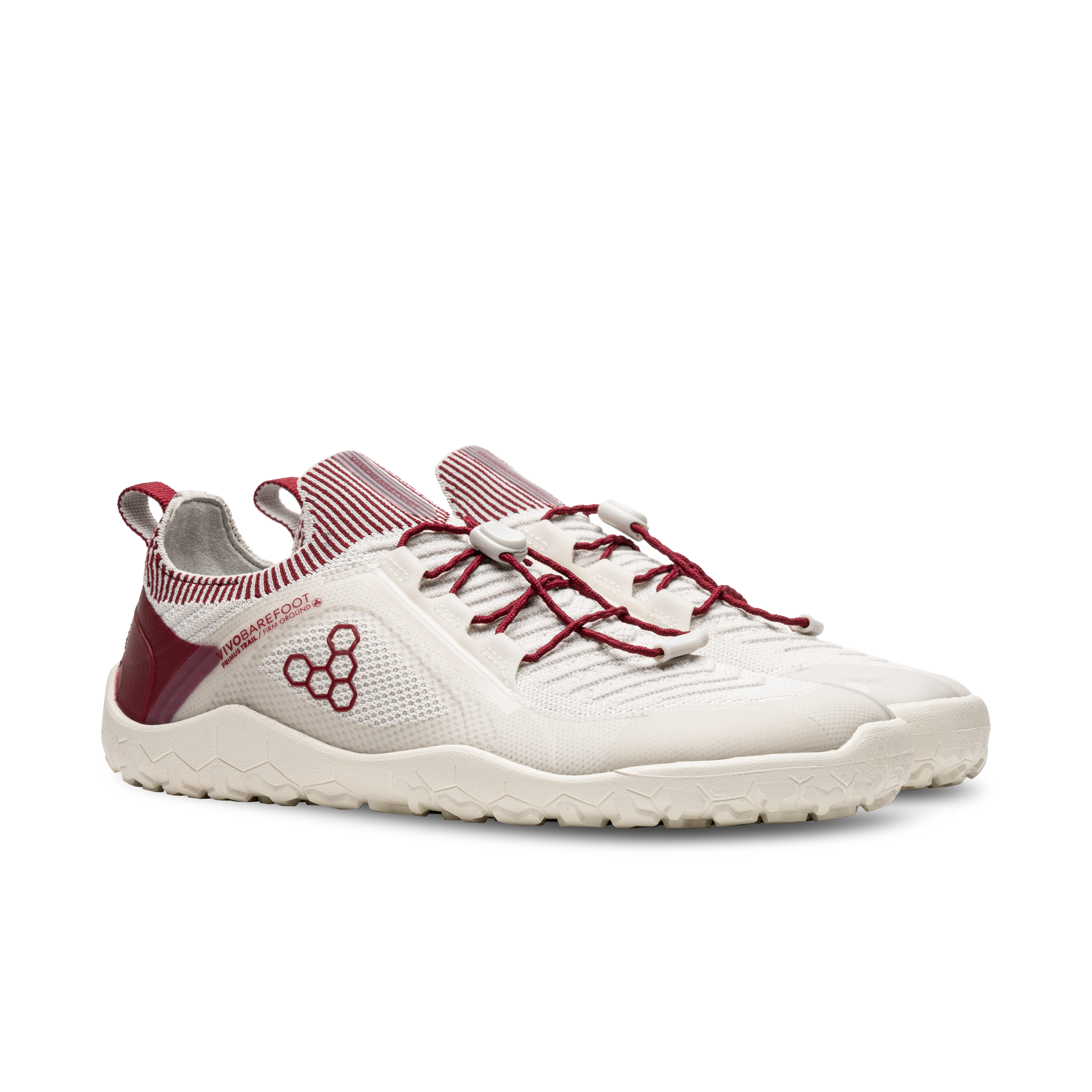 Vivobarefoot Primus Trail Knit FG Womens – Limestone/Rumba Red