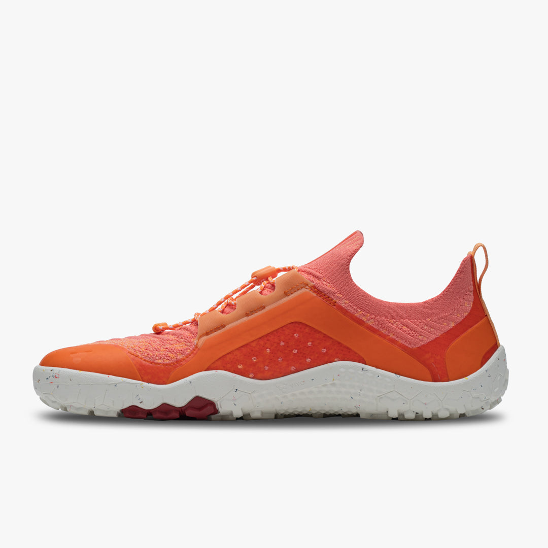 Vivobarefoot Primus Trail Knit FG Womens barfods trailsko til kvinder i farven papaya, inderside