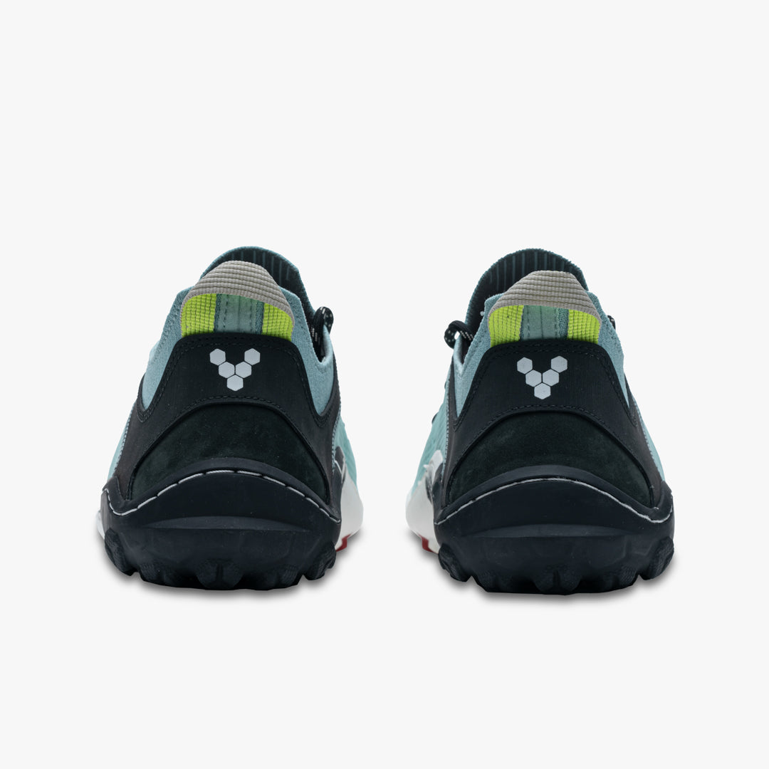 Vivobarefoot Tracker Decon Low FG2 Womens barfods outdoorsko til kvinder i farven eggshell blue, bagfra