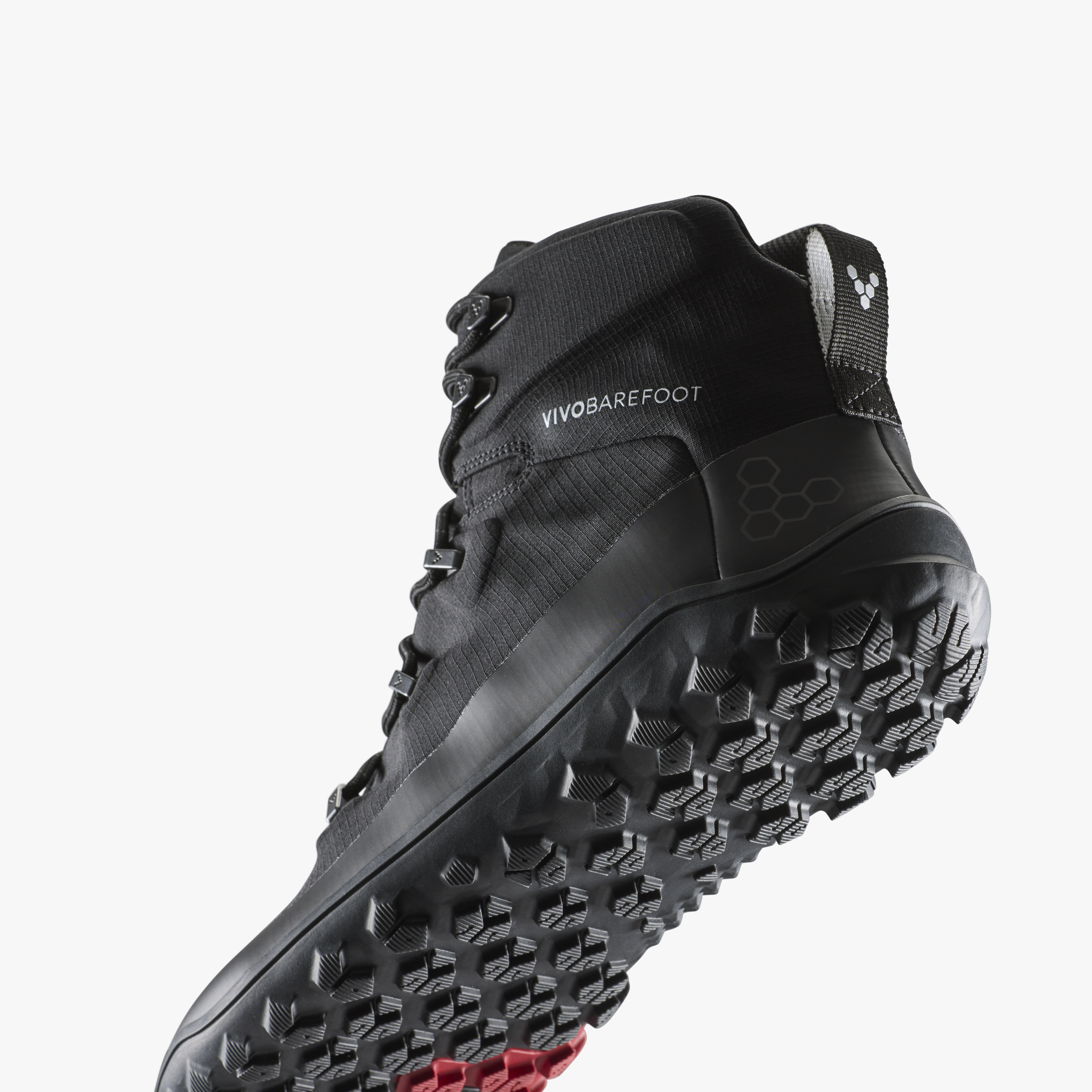 Vivobarefoot Tracker Textile AT II Mens barfodssko til mænd i farven obsidian, nærbillede