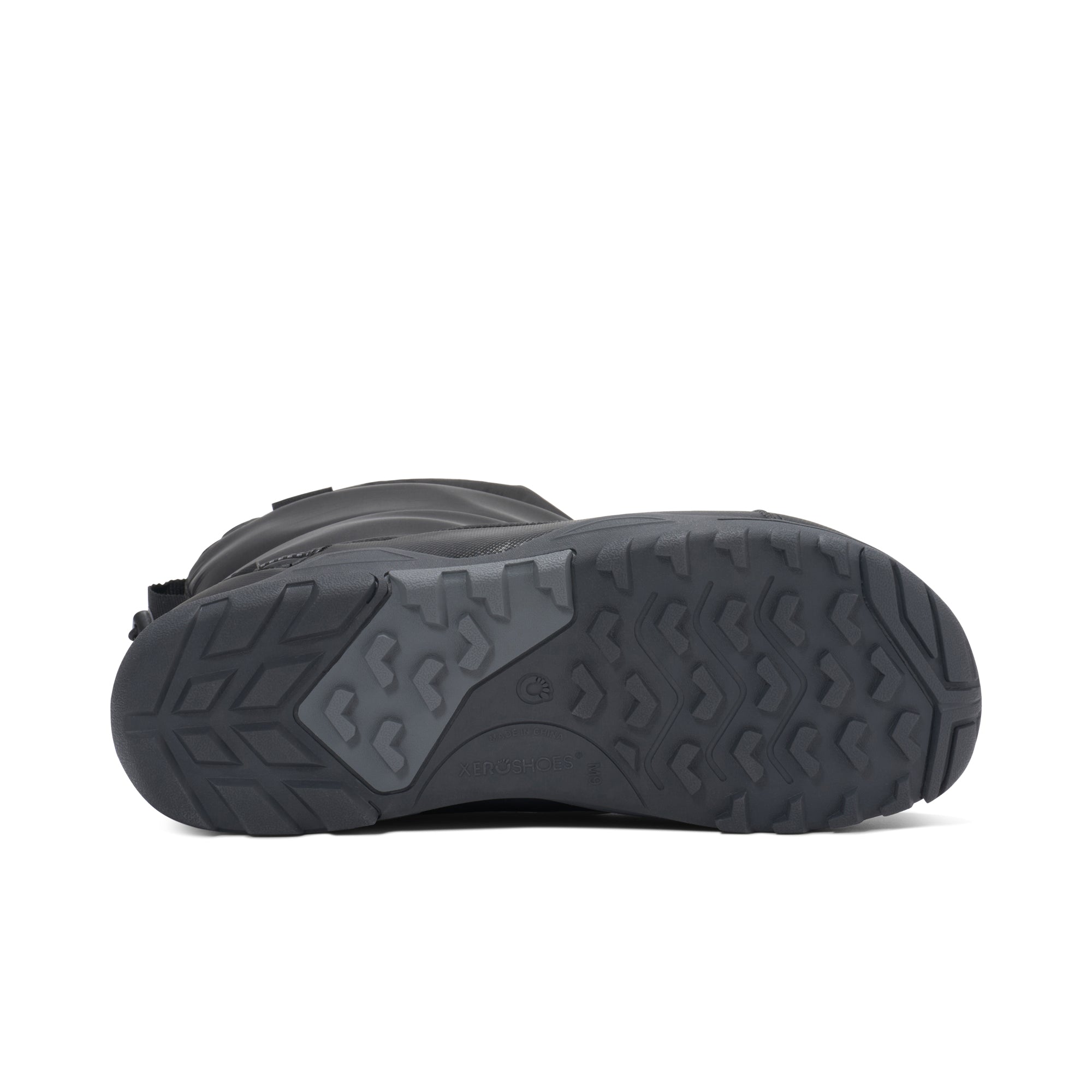 Xero Shoes Alpine Pull-On barfodssko til herre i farven Black, set fra sålen