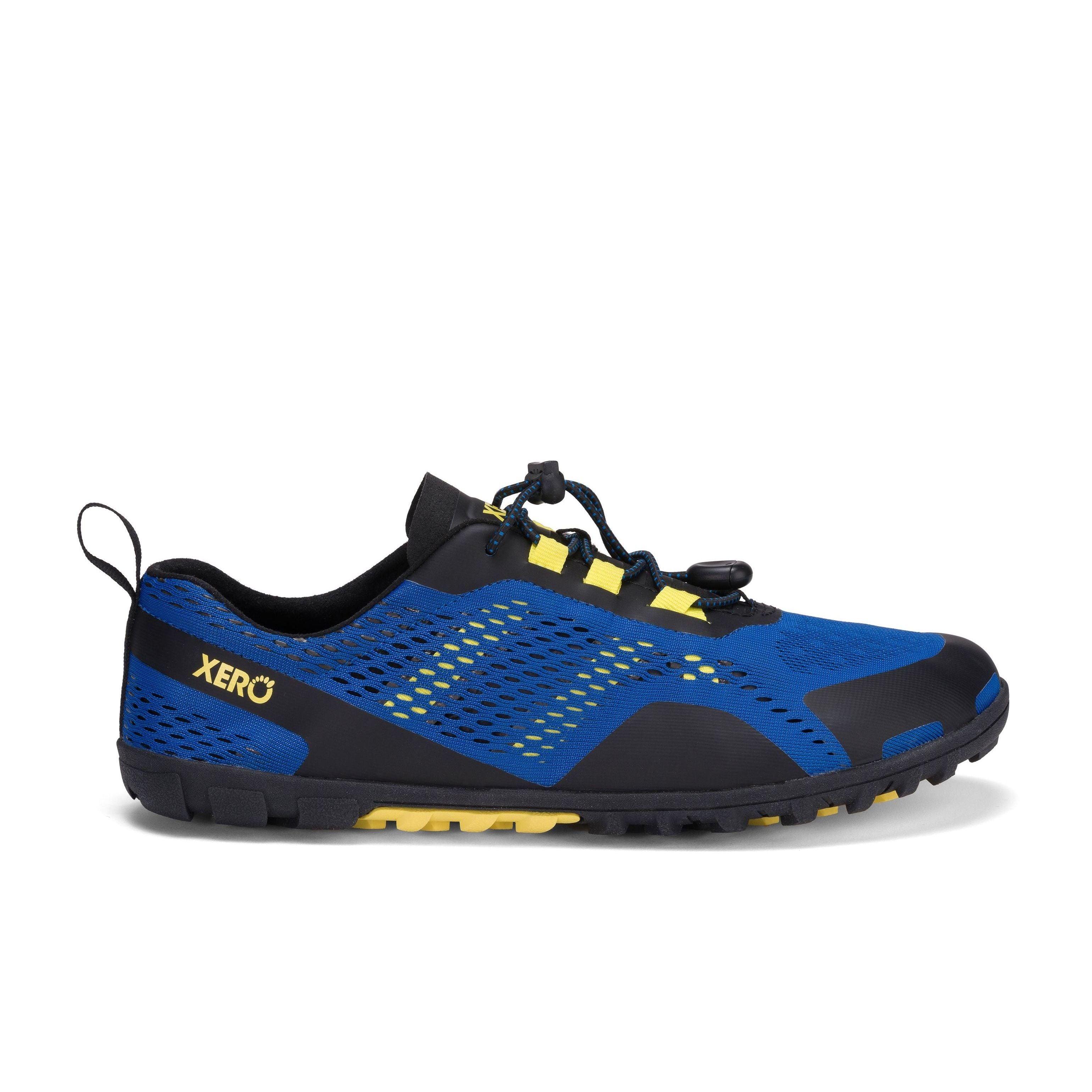 Xero Shoes Aqua X Sport barfods vand træningssko til mænd i farven blue / yellow, yderside