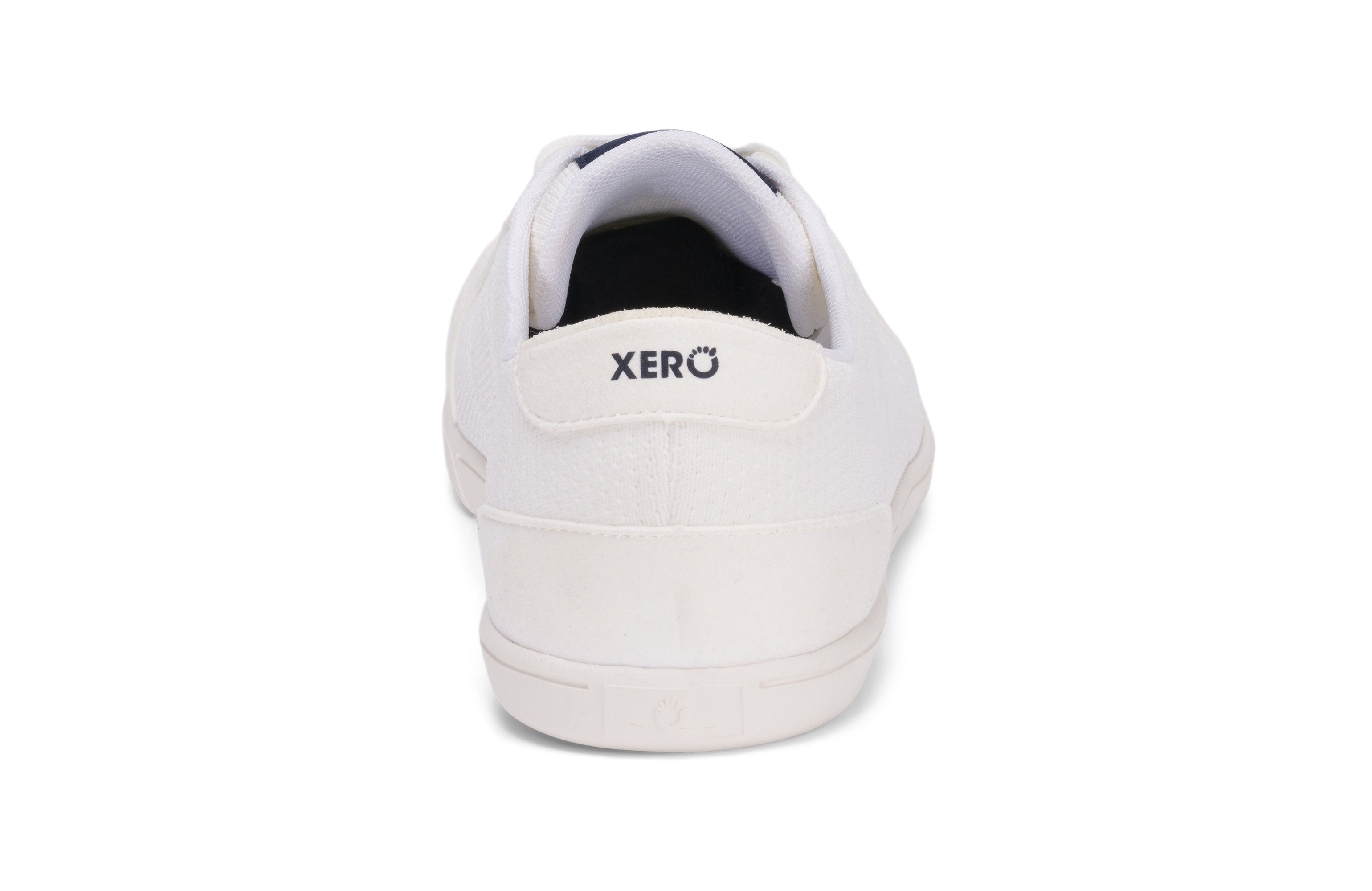 Xero Shoes Dillon Mens barfods sneakers til mænd i farven white, bagfra