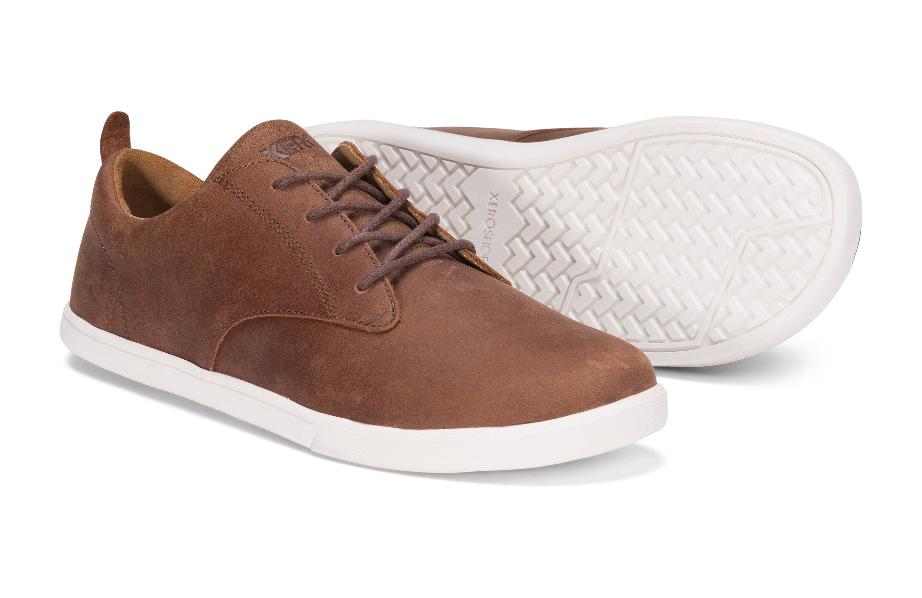 Xero Shoes Glenn Mens barfods casual oxford sko til mænd i farven brown, par