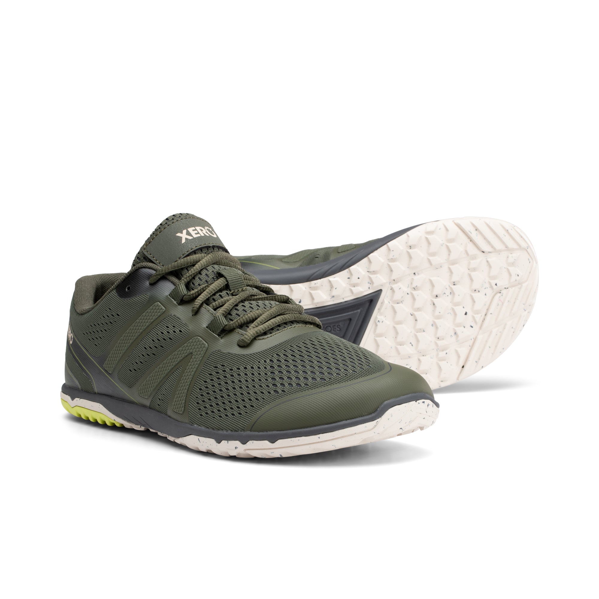 Xero Shoes HFS II barfodssko til herre i farven Army Green, set som par