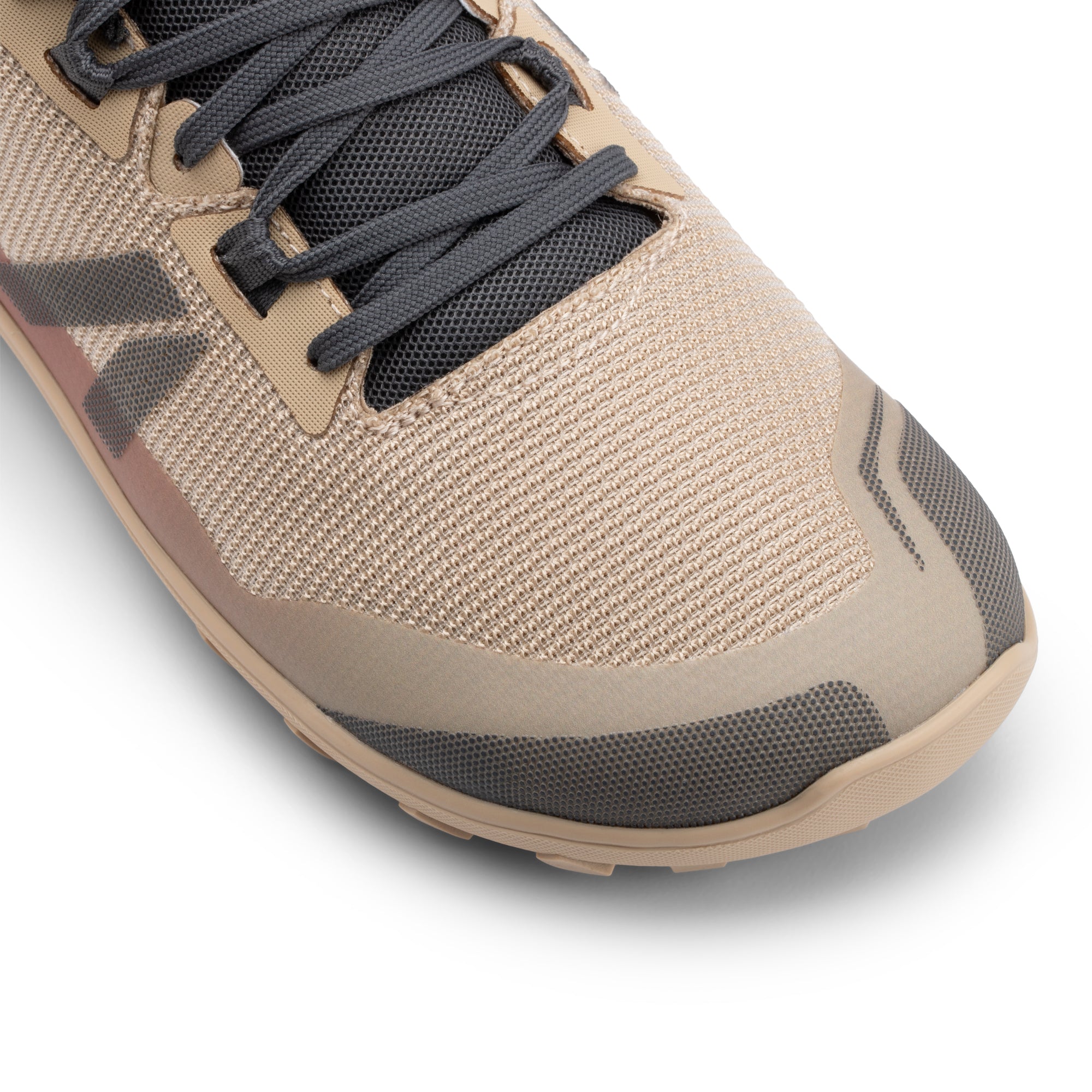 Xero Shoes Mesa Summit barfodssko til dame i farven Irish Cream, detalje af tåkassen