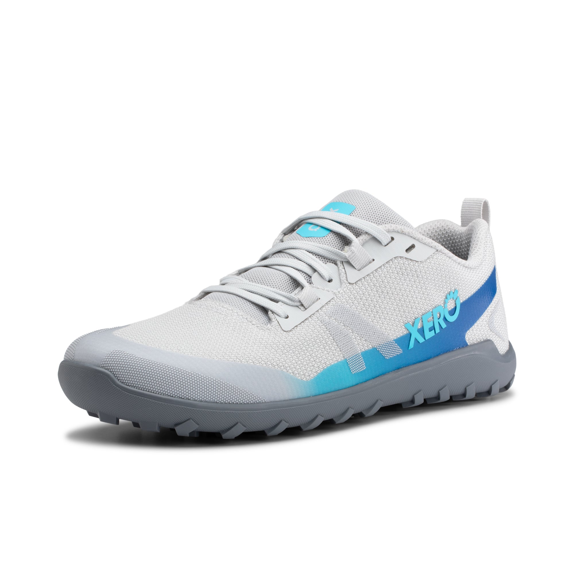 Xero Shoes Mesa Summit barfodssko til dame i farven Lunar / Xero Blue, set skråt forfra