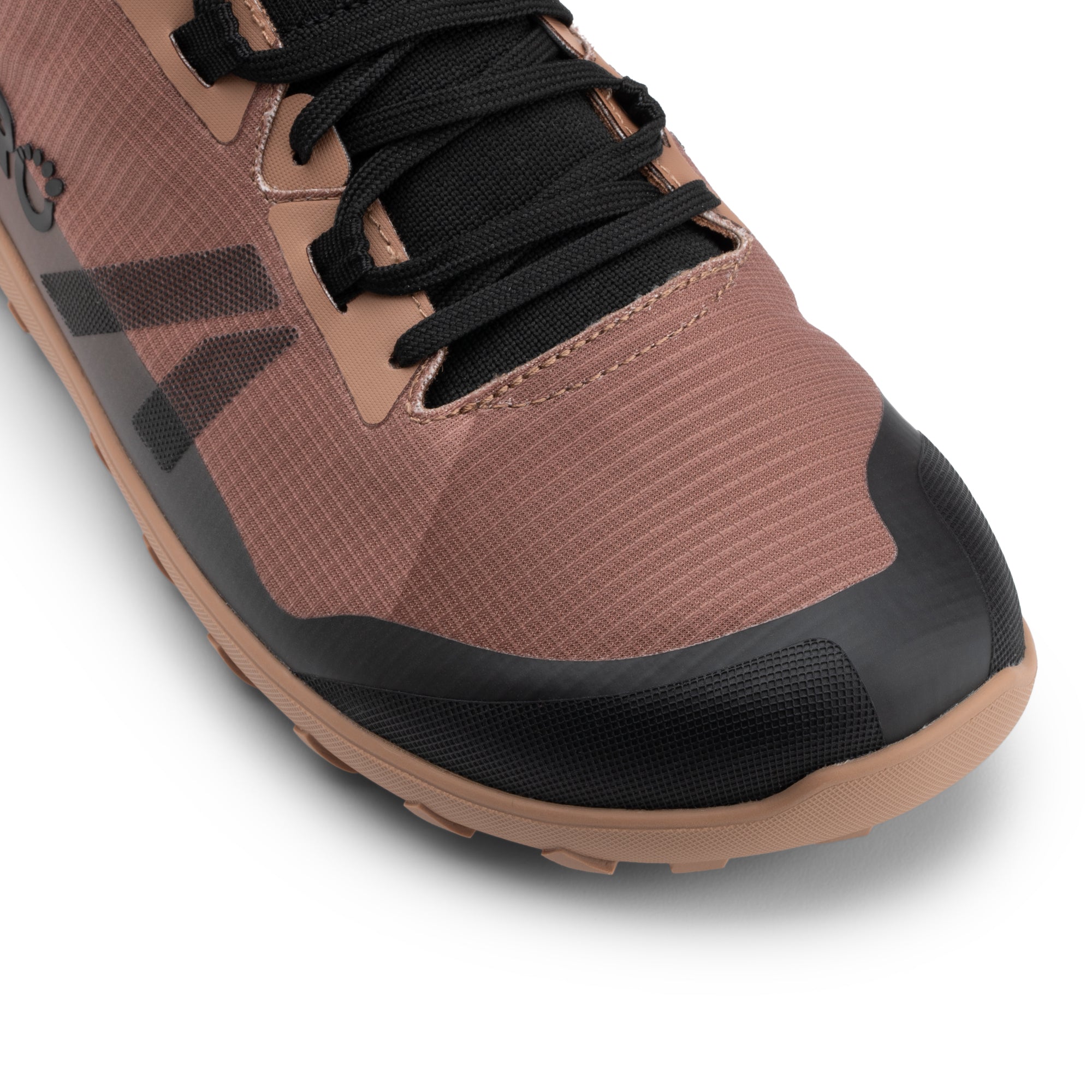 Xero Shoes Mesa Summit WP barfodssko til herre i farven Dark Irish Cream, detalje af tåkassen