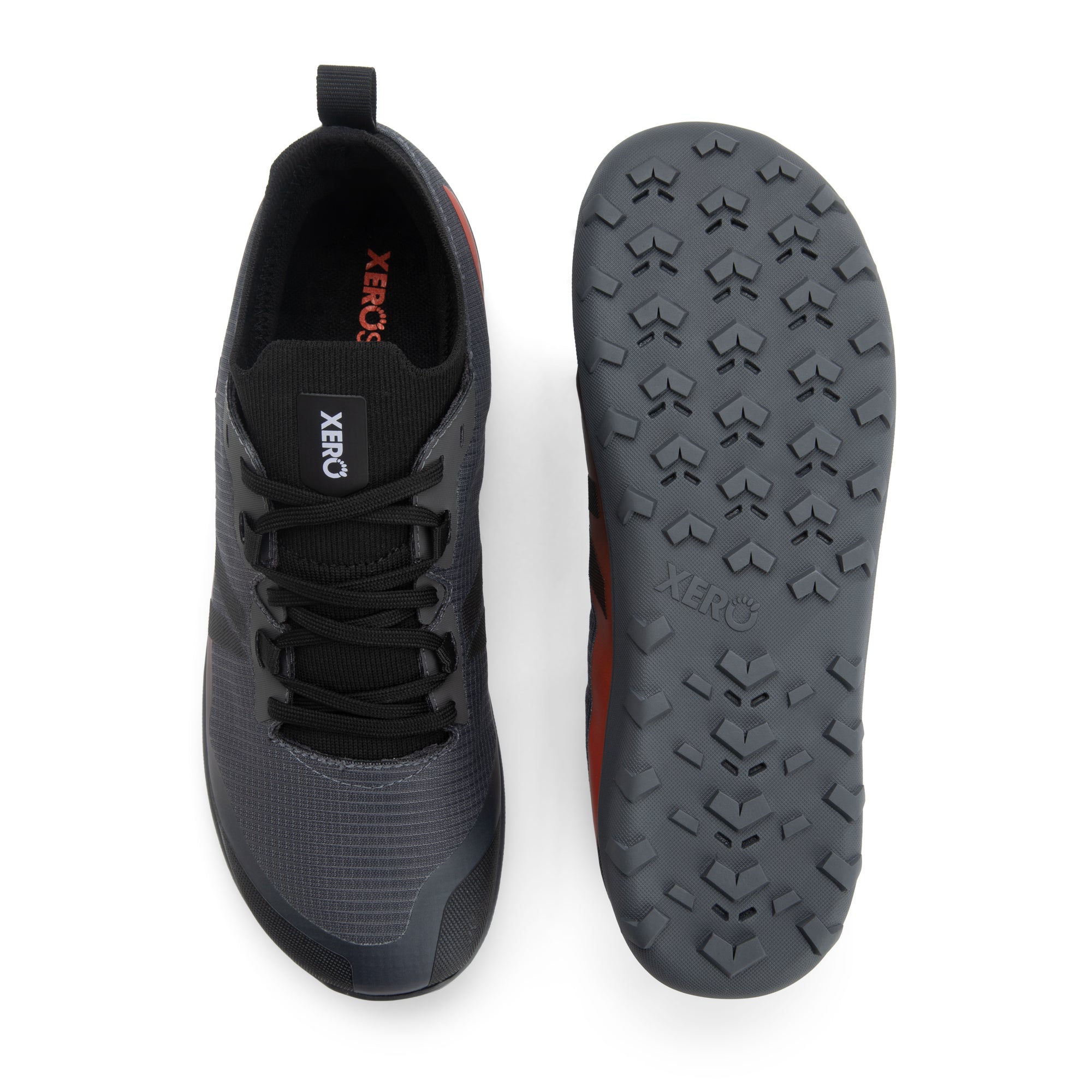 Xero Shoes Mesa Summit WP barfodssko til dame i farven Asphalt / Multi, set ovenfra og fra sålen