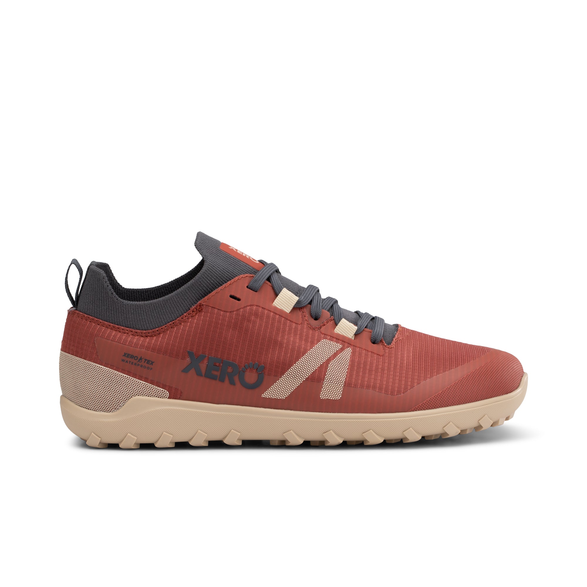 Xero Shoes Mesa Summit WP barfodssko til dame i farven Burnt Brick, set fra ydersiden