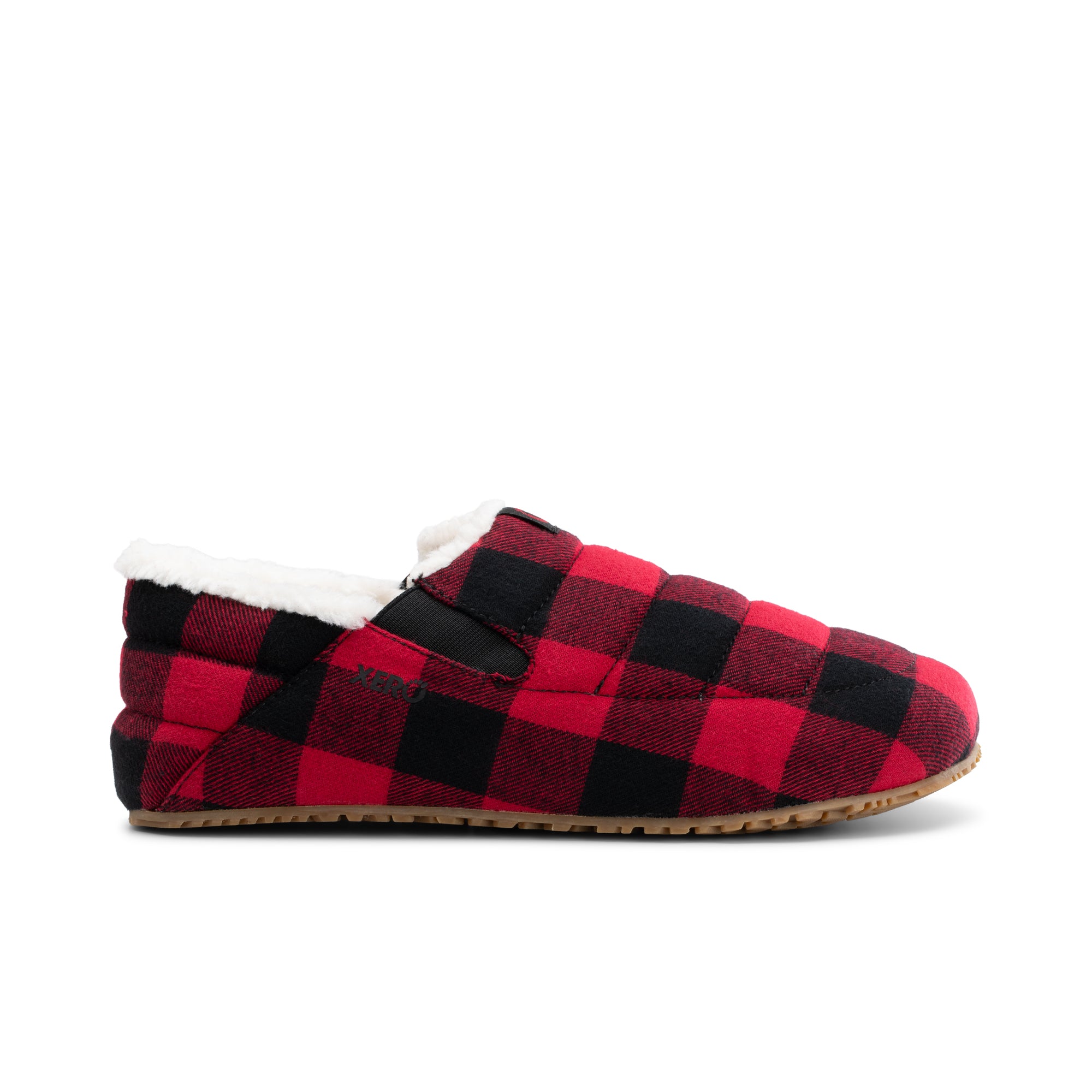 Xero Shoes Pagosa Cozy hjemmesko til herre i farven Buffalo Plaid, set fra ydersiden