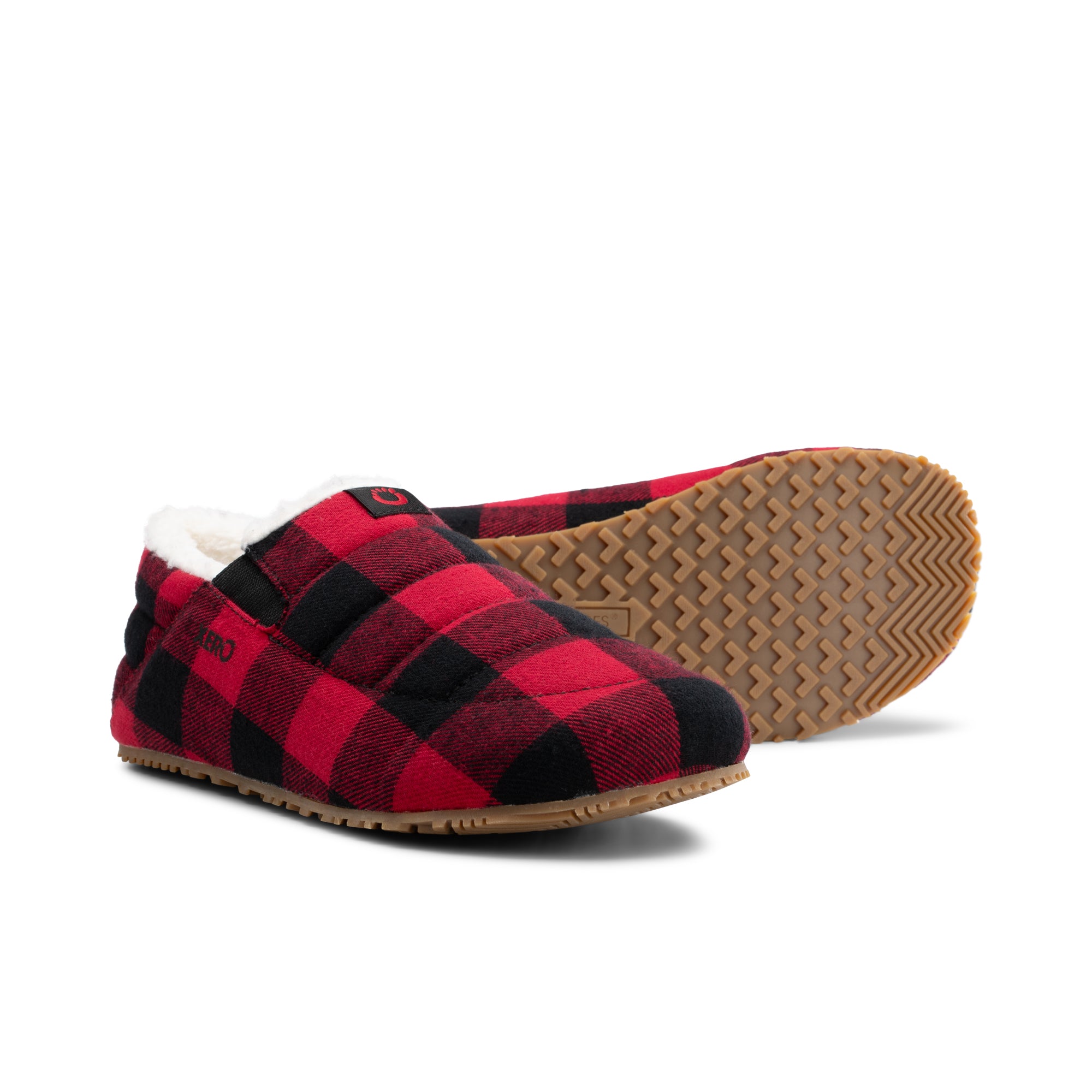 Xero Shoes Pagosa Cozy hjemmesko til dame i farven Buffalo Plaid, set som par