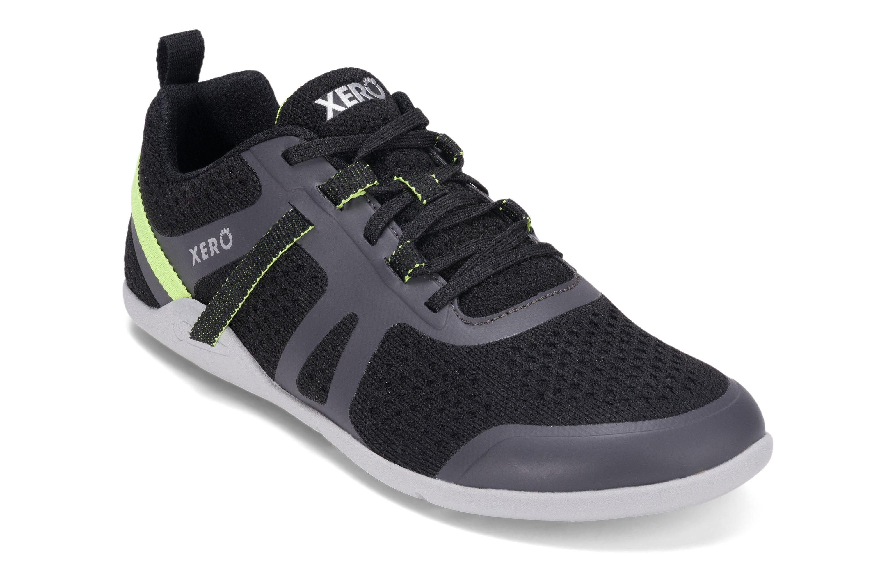 Xero Shoes Prio Neo Mens barfods performance træningssko til mænd i farven asphalt black, vinklet