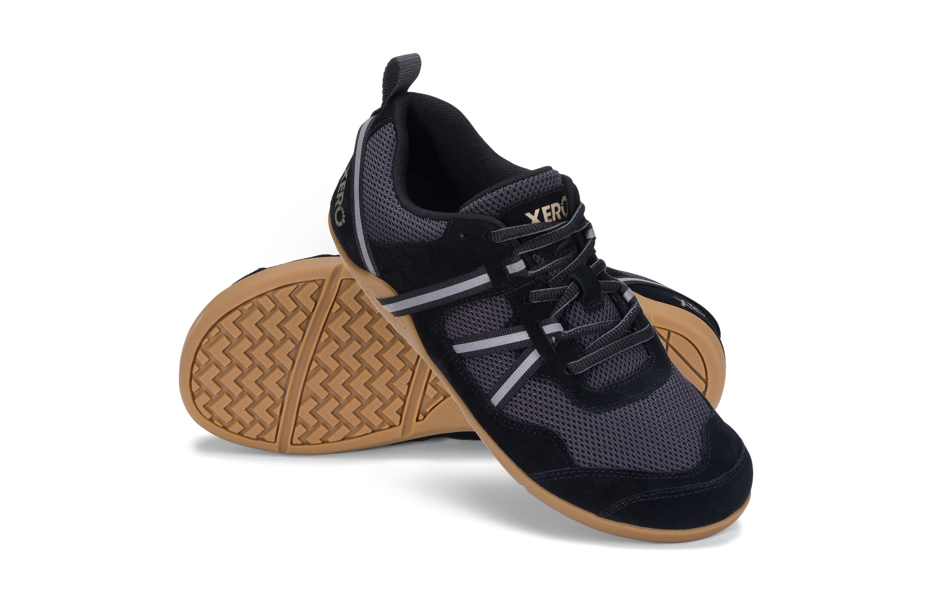 Mærkbare Prio Suede Womens barfods athleisure trainer til kvinder i farven black / asphalt, par