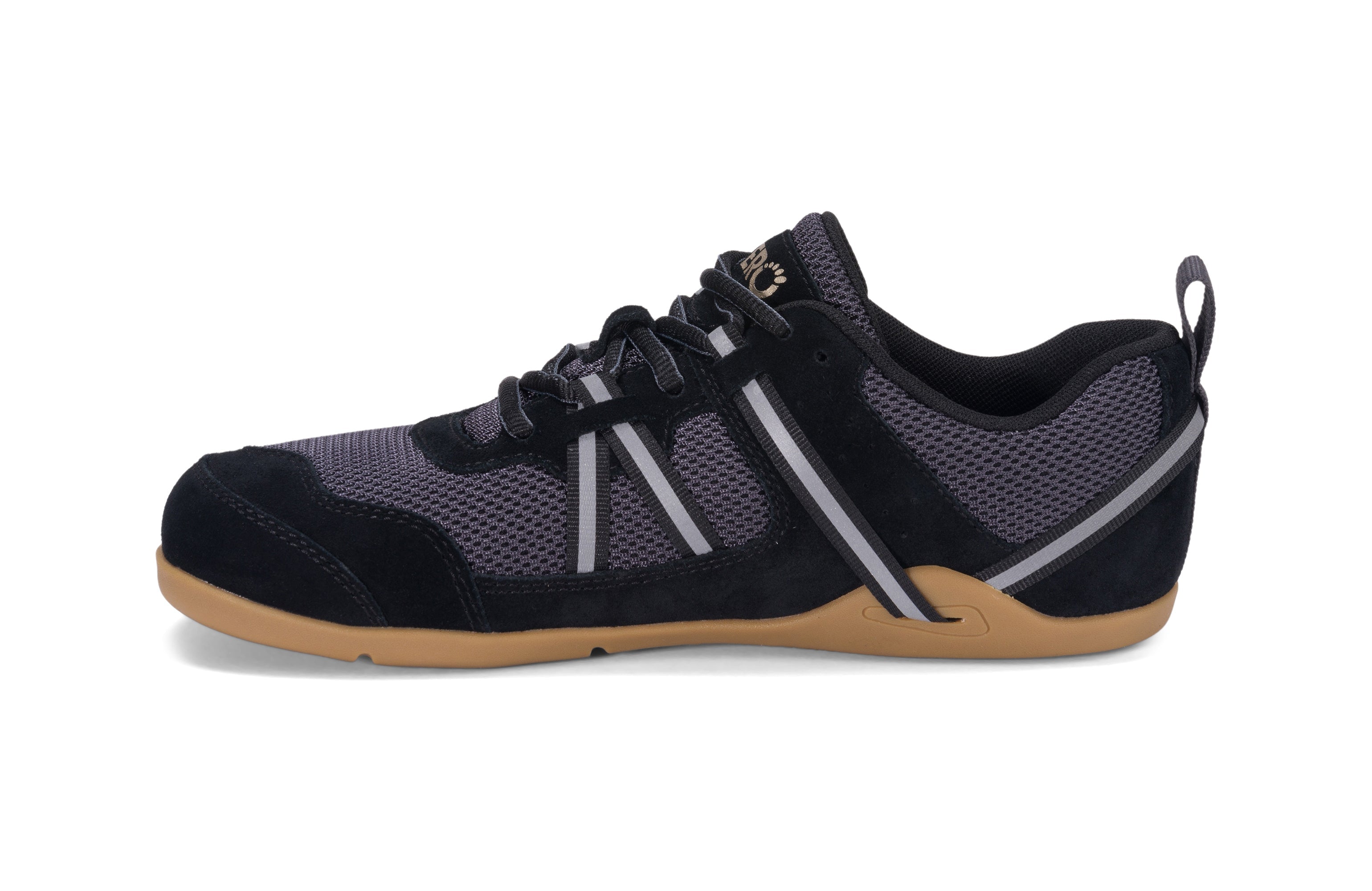 Mærkbare Prio Suede Womens barfods athleisure trainer til kvinder i farven black / asphalt, inderside