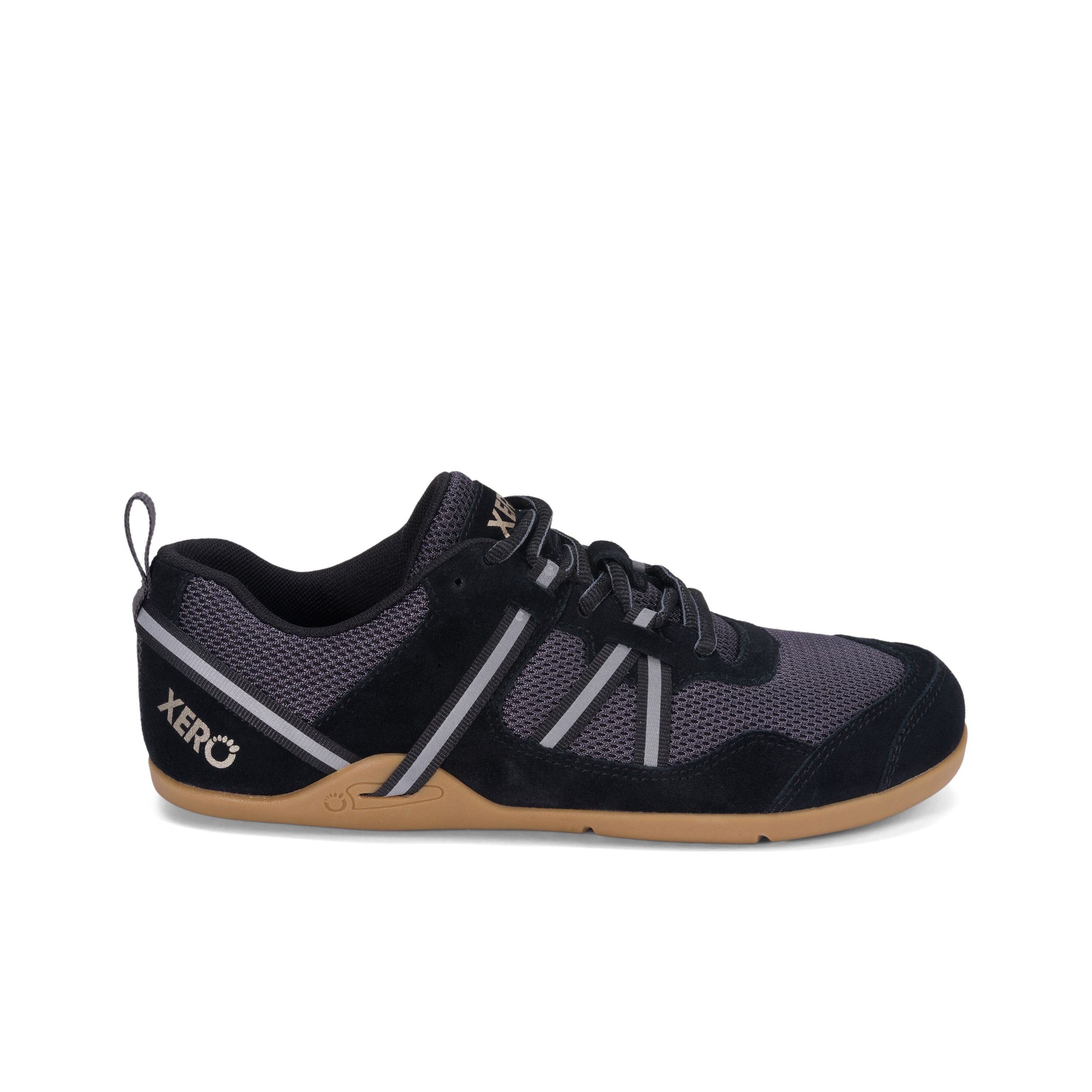 Mærkbare Prio Suede Womens barfods athleisure trainer til kvinder i farven black / asphalt, yderside