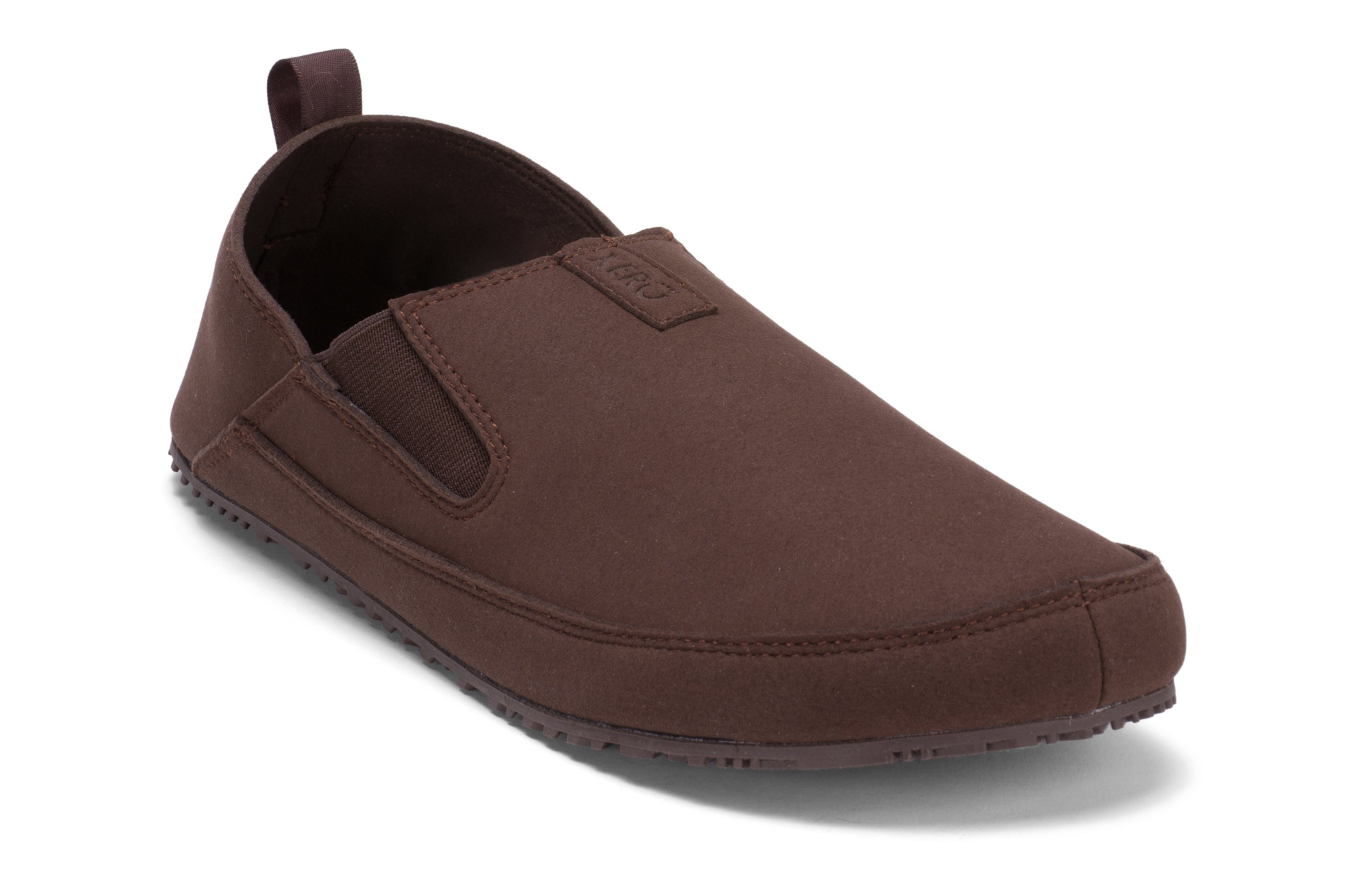 Xero Shoes Sunrise Mens barfods campsko og teltsko til mænd i farven brown, vinklet