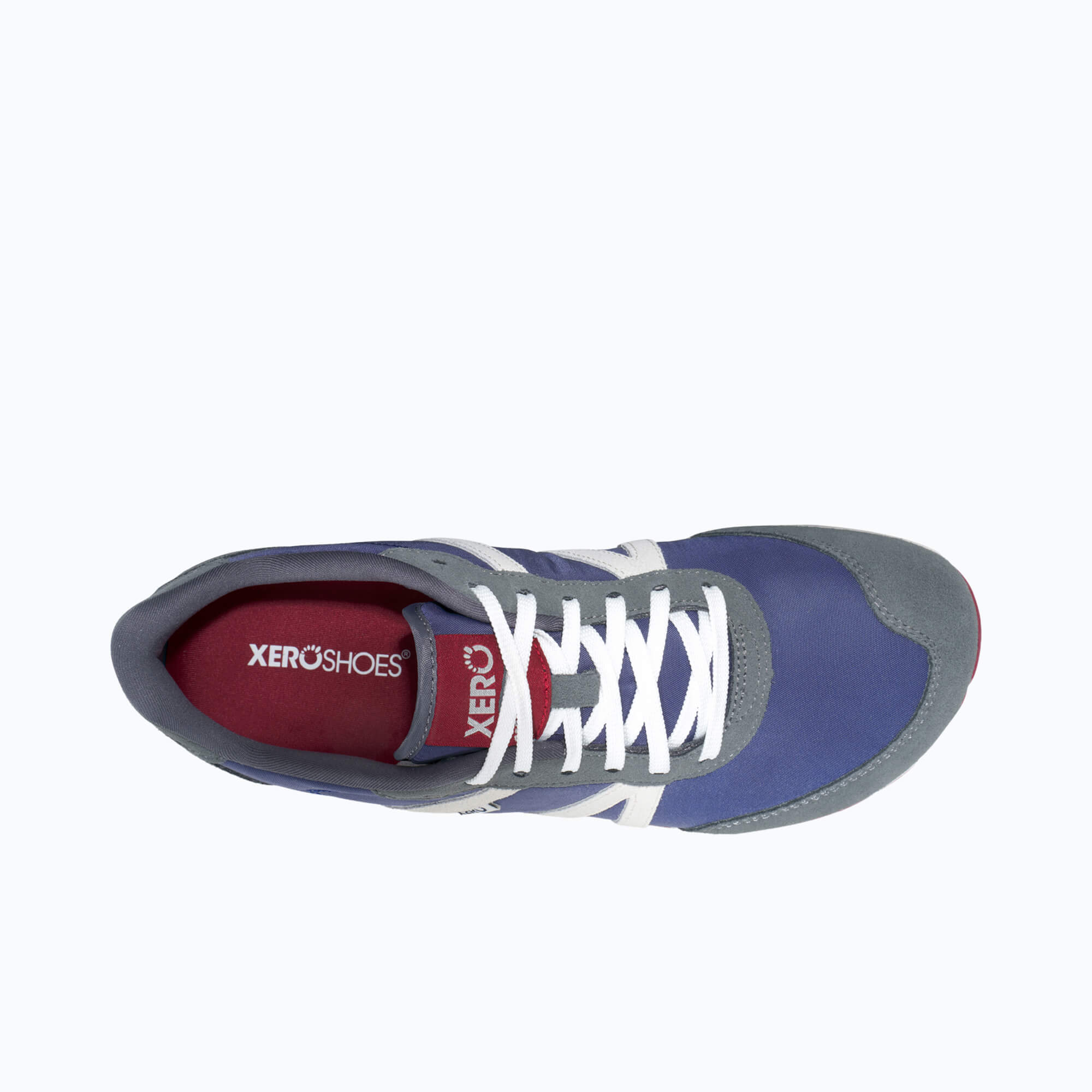 Xero Shoes Wynn Womens – Blue/Gray/Red barfodssko til kvinder i farven blue/gray/red, set ovenfra