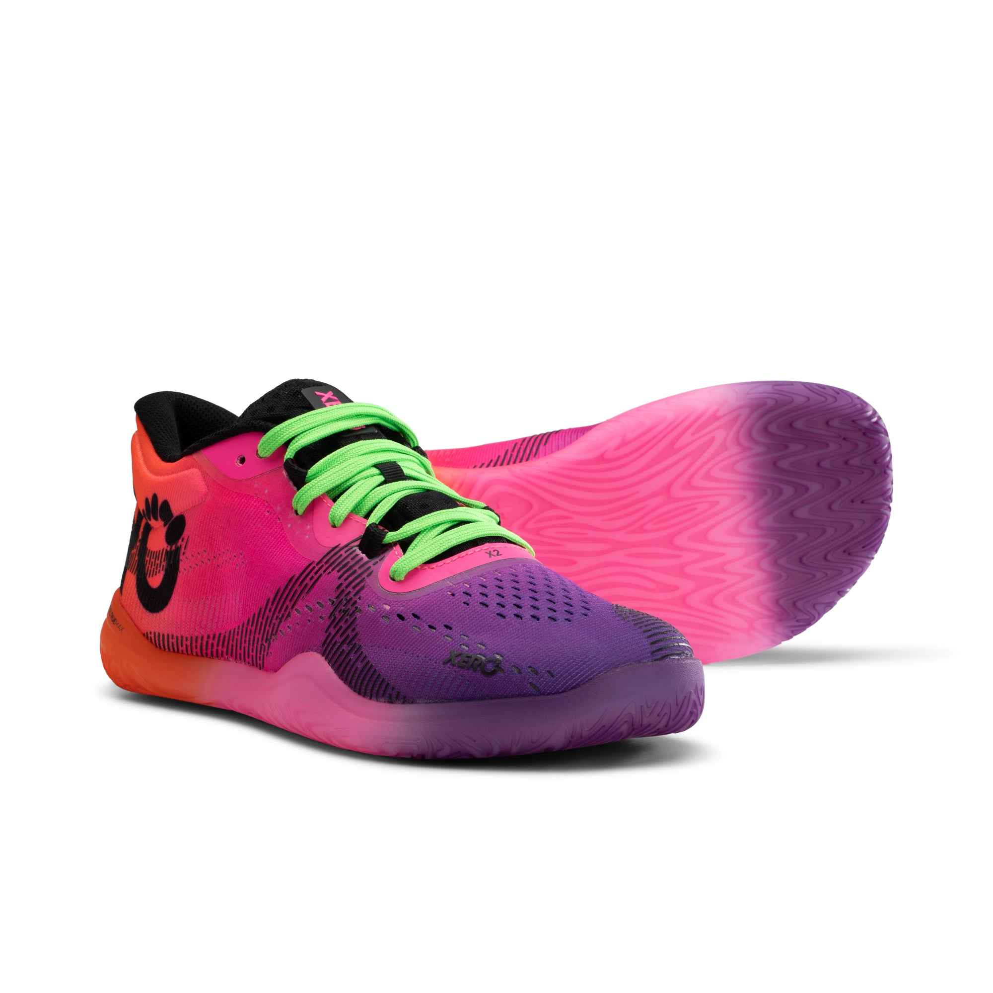 Xero Shoes X2 barfodssko til dame i farven Vivid Purple / Neon Multi, set som par