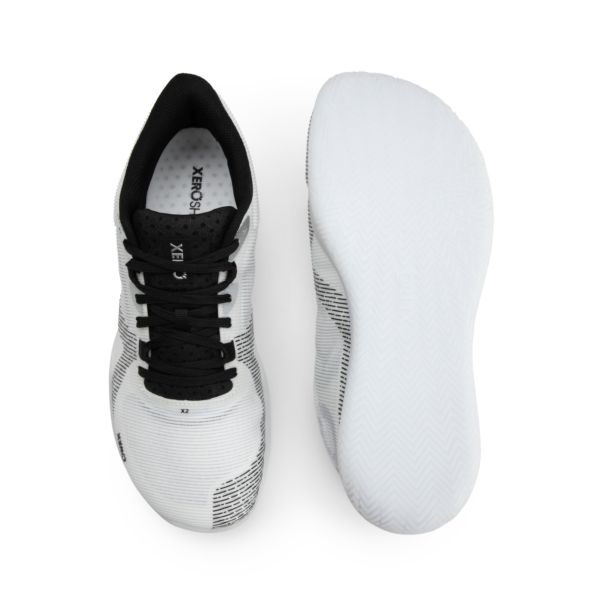 Xero Shoes X2 barfodssko til dame i farven White, set ovenfra og fra sålen